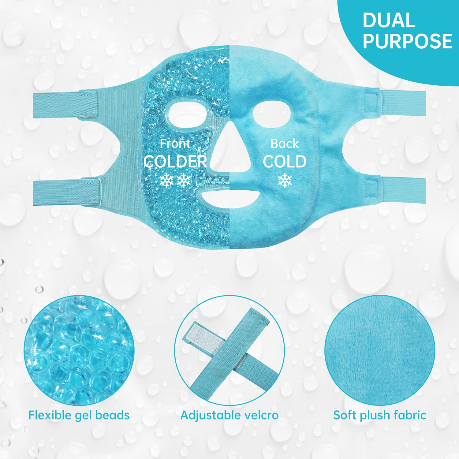 znöcuetöd blue cold face eye mask ice pack for facial puff, dark circles and skin care