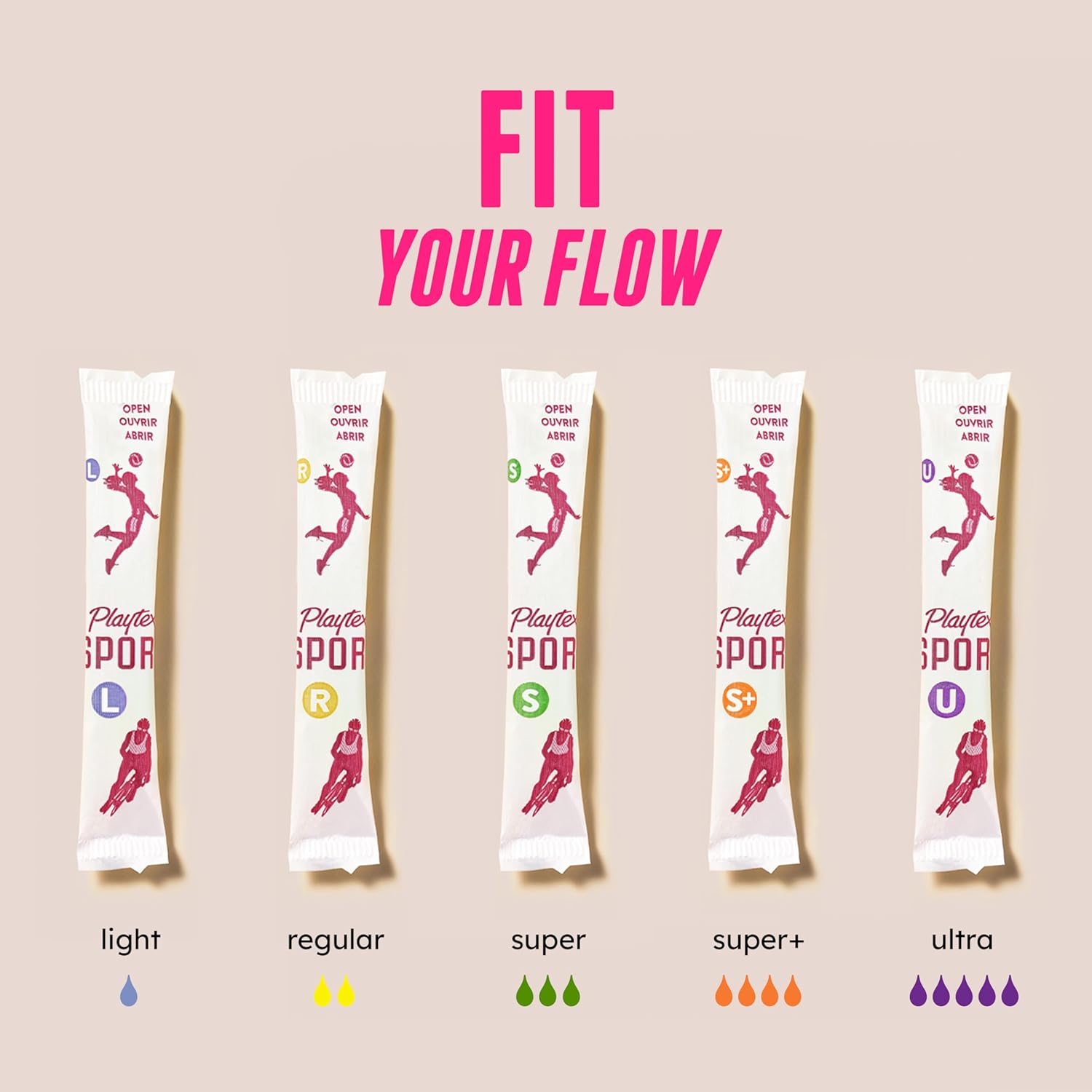 Playtex Sport Tampons Multipack, 48ct, Regular and Super, Fragrance-Free, 360 Leak Defense, Feminine Care