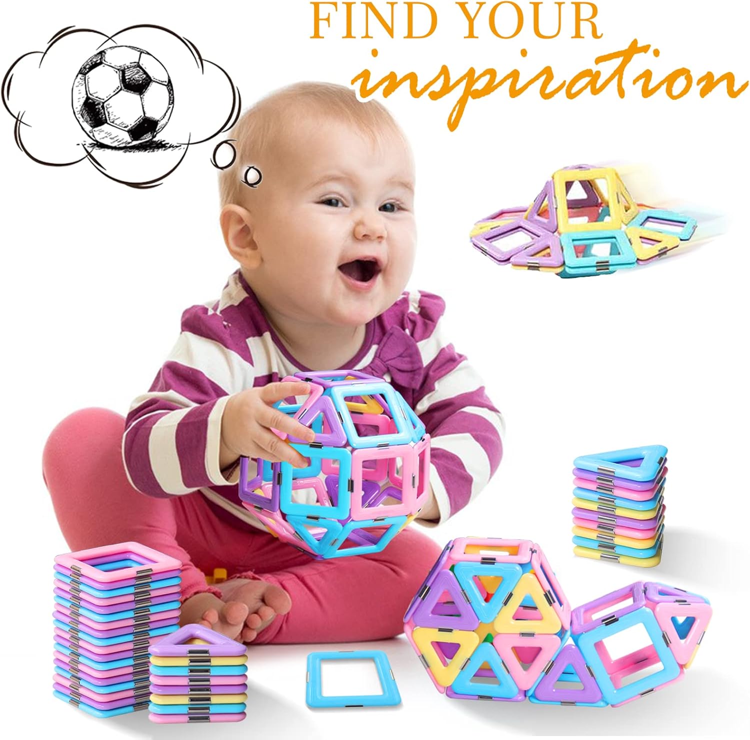 Tolnetr Magnetic Tiles Toys for 3 4 5 6 7 8+ Year Old Boys Girls Upgrade Macaron Castle Blocks Building Set for Toddlers STEM Creativity/Educational Toys for Kids Age 3-6 Christmas Birthday Gifts
