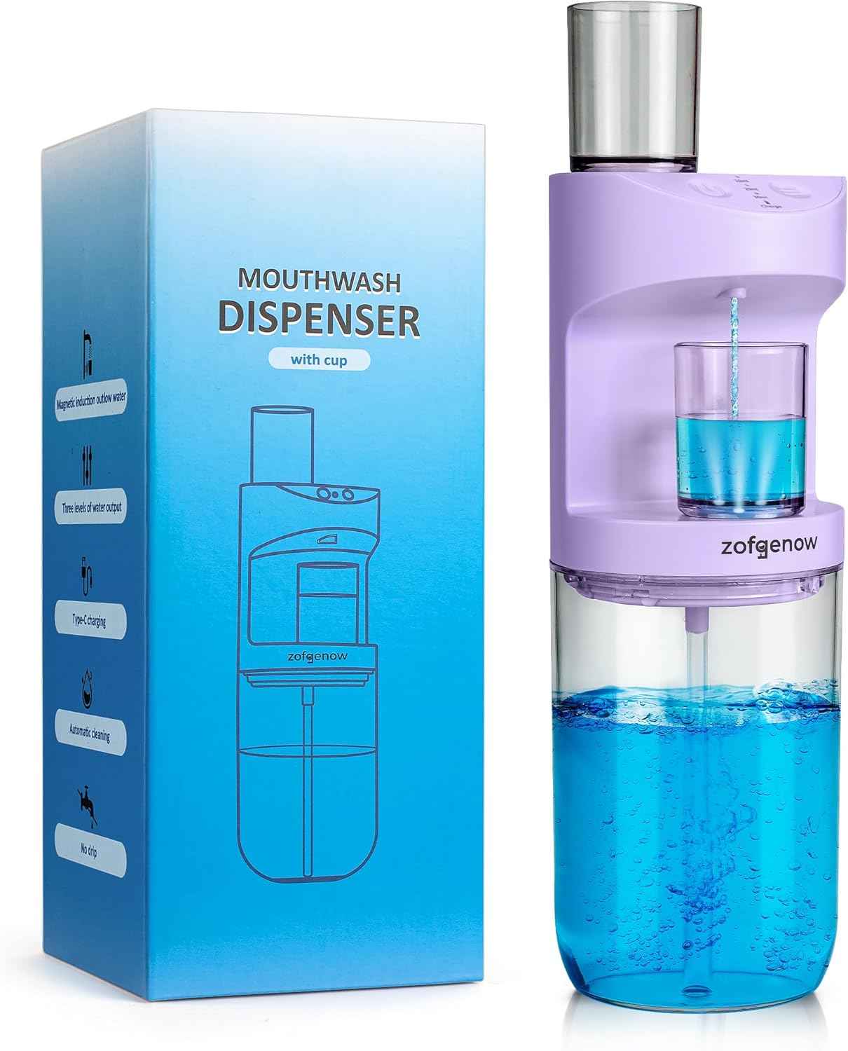 ZOFGENOW Automatic Mouthwash Dispenser for Bathroom,Bathroom Accessories 19.4 Fl Oz Dispensers with Magnetic Cups,Wall Mounted Dispenser,Suitable for All Age Groups,White