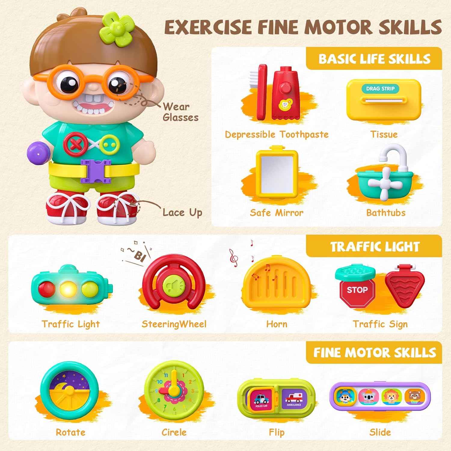 54-in-1 English & Spanish Busy Board Montessori Toys Gift for 1 2 Year Old Boys, Educational Montessori Toddler Boys Toys, Christmas Toys Gifts Toy for 1 Year Old Boy,1 2 Year Old Boy Toys Gifts