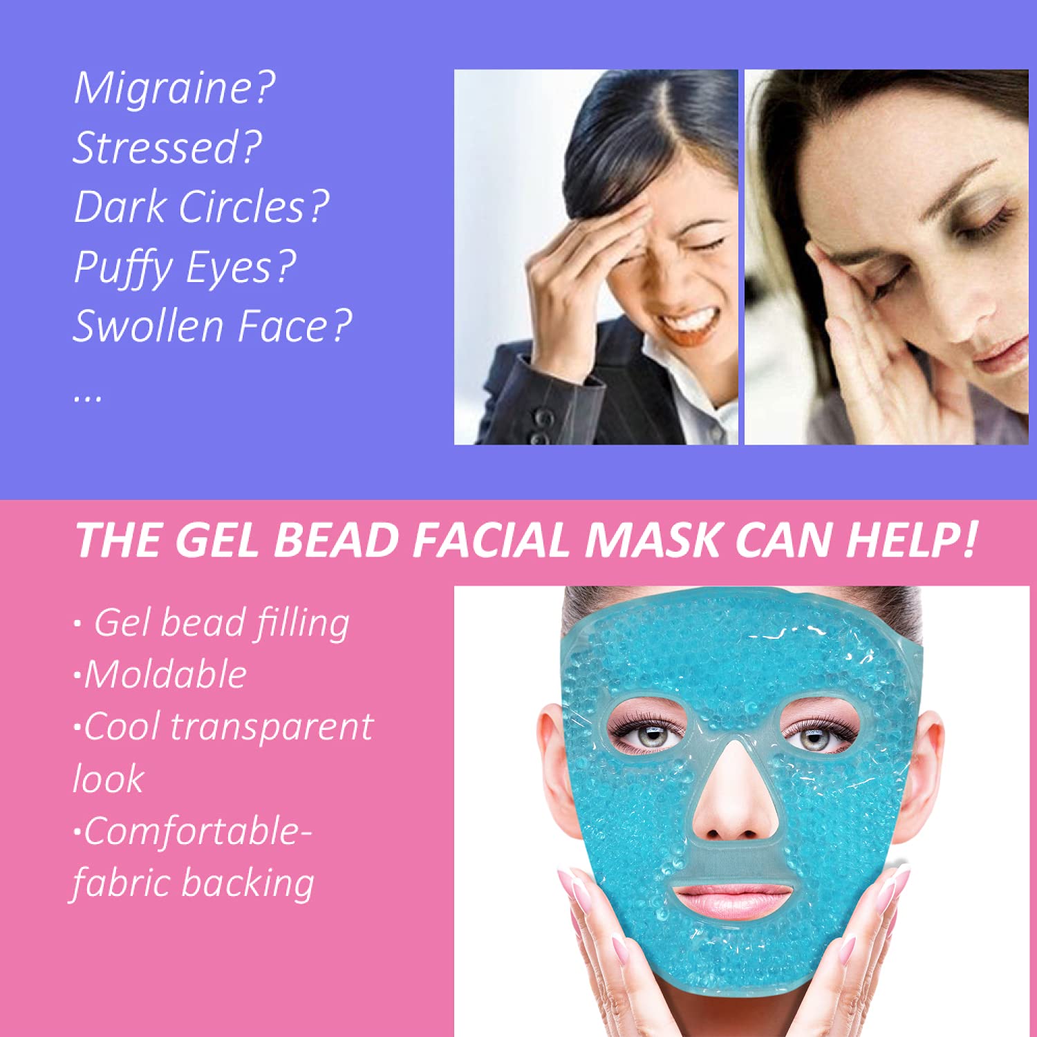 znöcuetöd blue cold face eye mask ice pack for facial puff, dark circles and skin care