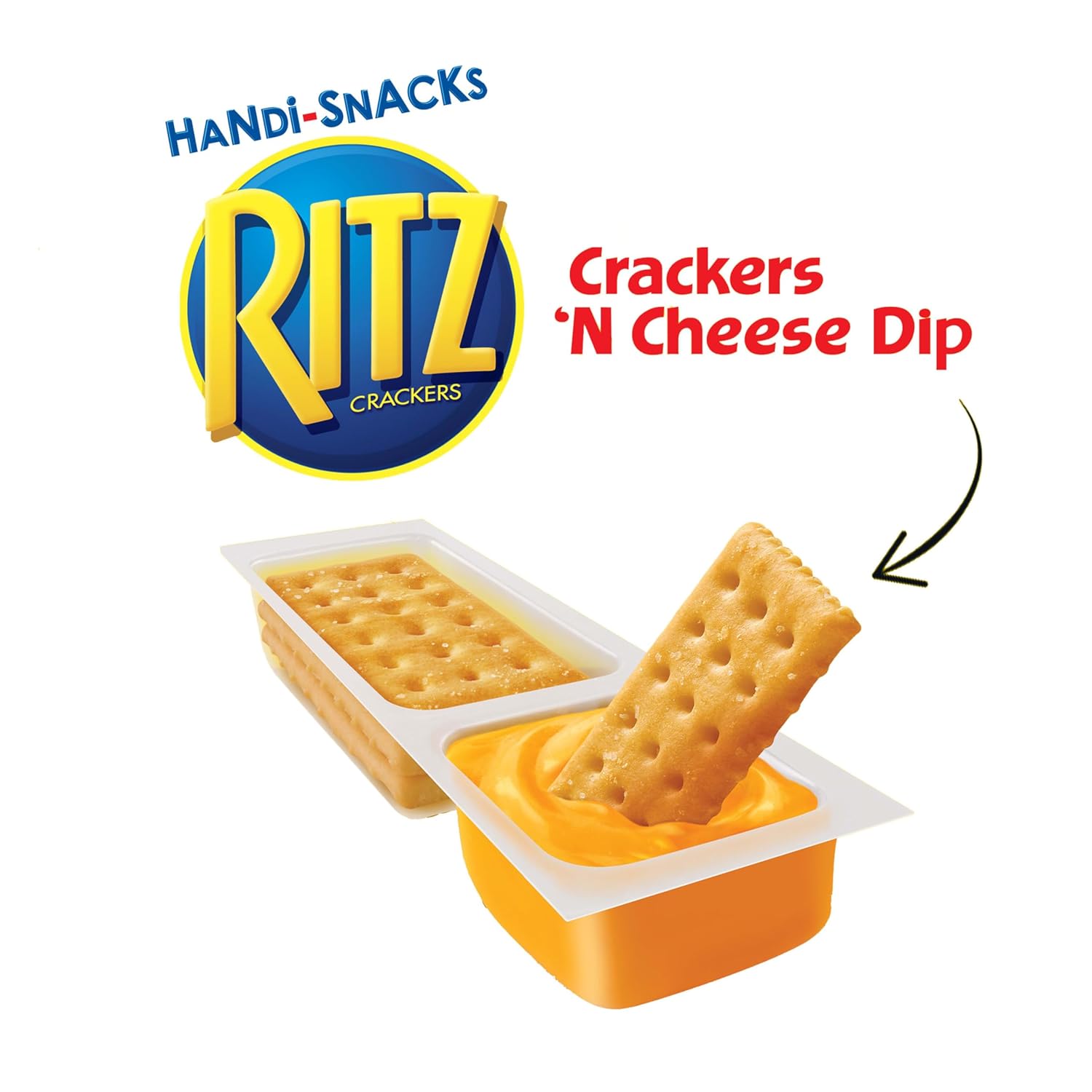 ritz handi-snacks crackers 'n cheesy dip snack packs for school, work, and home, 20 snack packs, 0.95 oz each