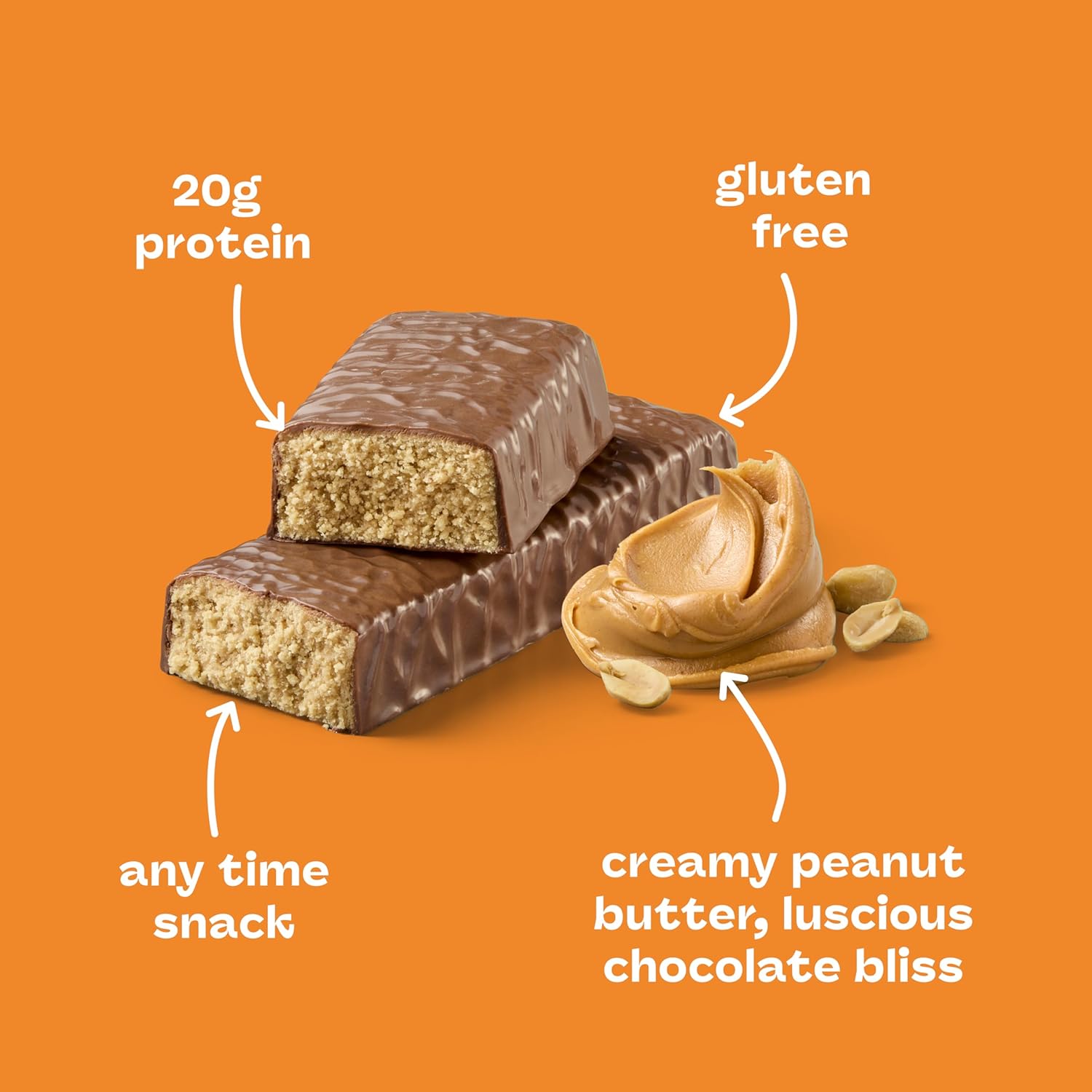think! protein bars, high protein snacks, gluten-free, kosher-friendly, creamy peanut butter, 20g protein, 12-count pack