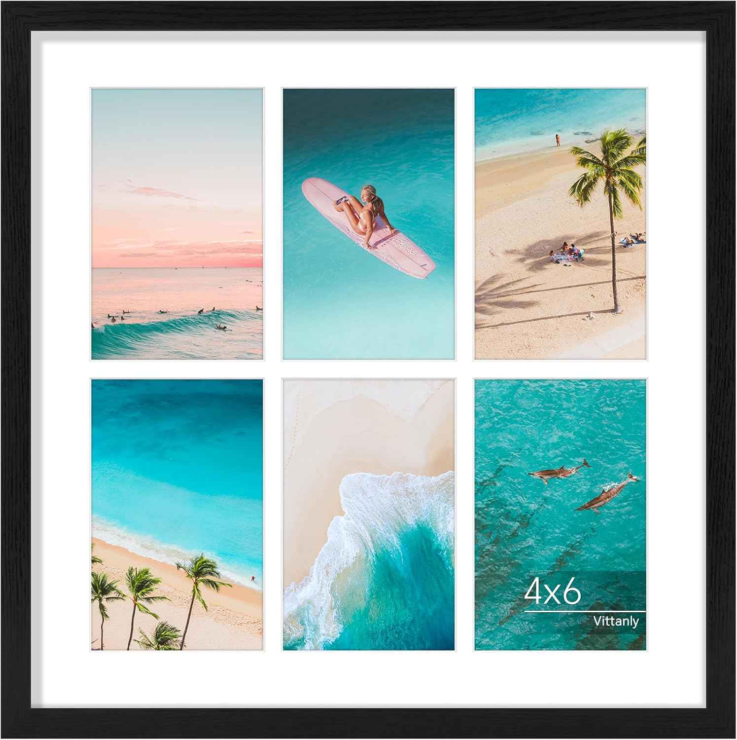 Vittanly 11x14 Collage Picture Frame, Displays 5Pcs 4x6 Pictures with Mat or 1Pcs 11x14 without Mat for Wall Mounting, Picture Frames Collage Wall Decor in Black, 1 Pack