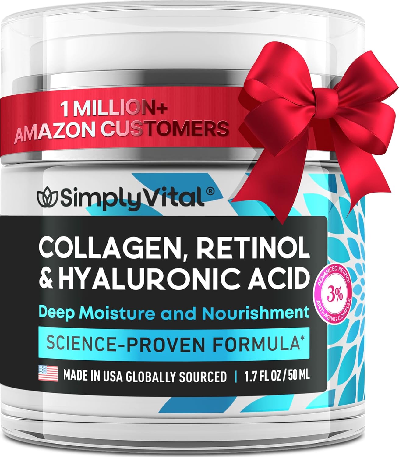 SimplyVital anti-aging collagen and retinol face cream, 1.7 fl oz, gently hydrates and firms skin