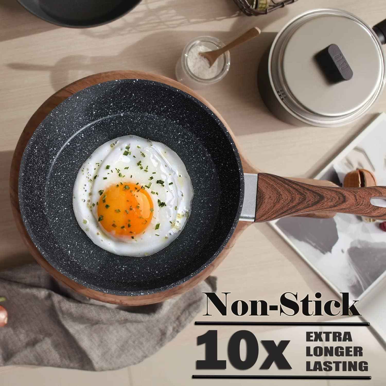 Kitchen Academy Induction Pots and Pans Set Non Stick - 12 Piece Granite Cookware Set, Black Kitchen Nonstick Cooking Pans Set