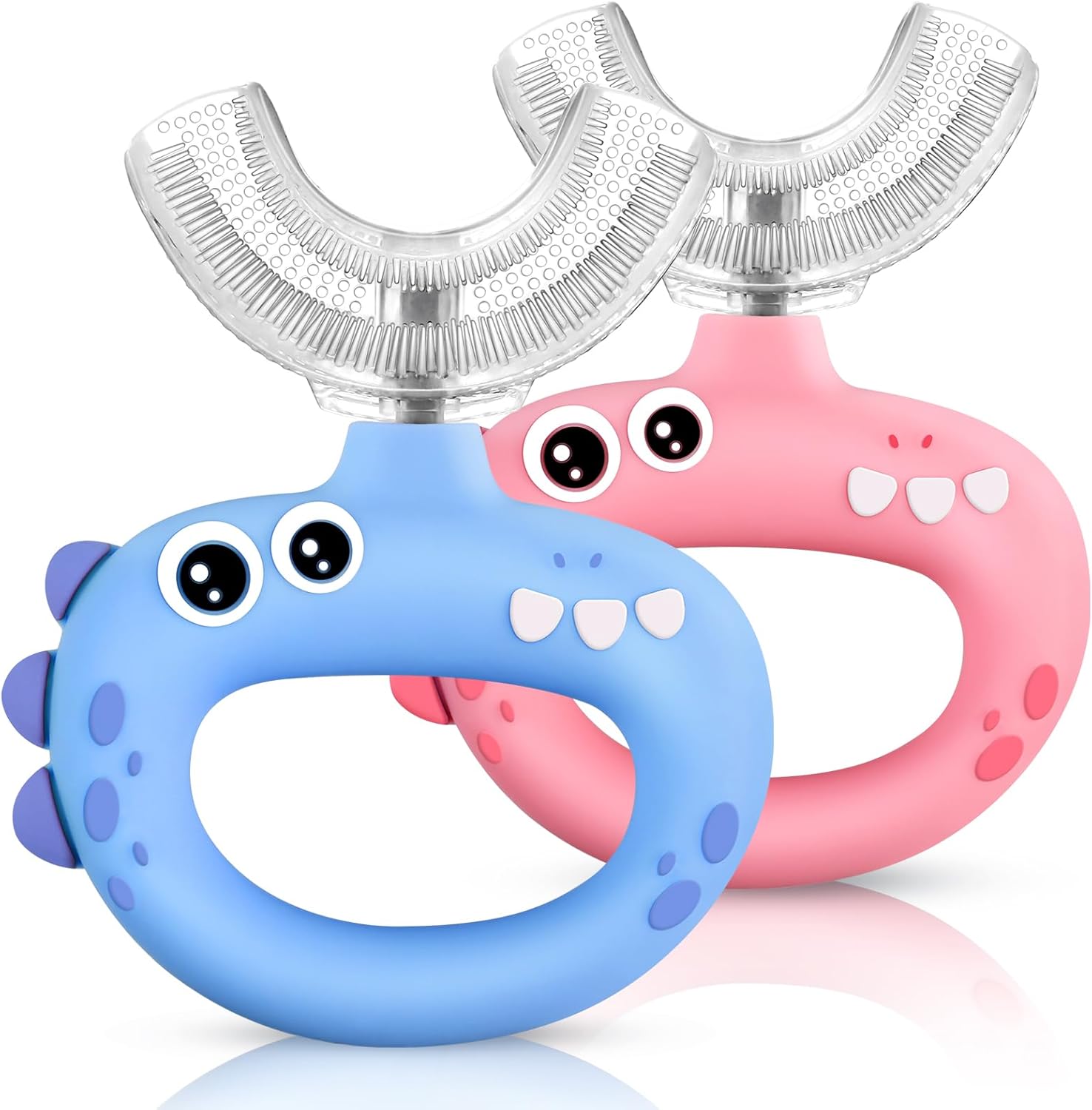 Toddler U Shaped Toothbrush for Kids Ages 1-2, 2-4, Baby Soft Silicone, 360° Mouth Cleaning Design, 2 PCS