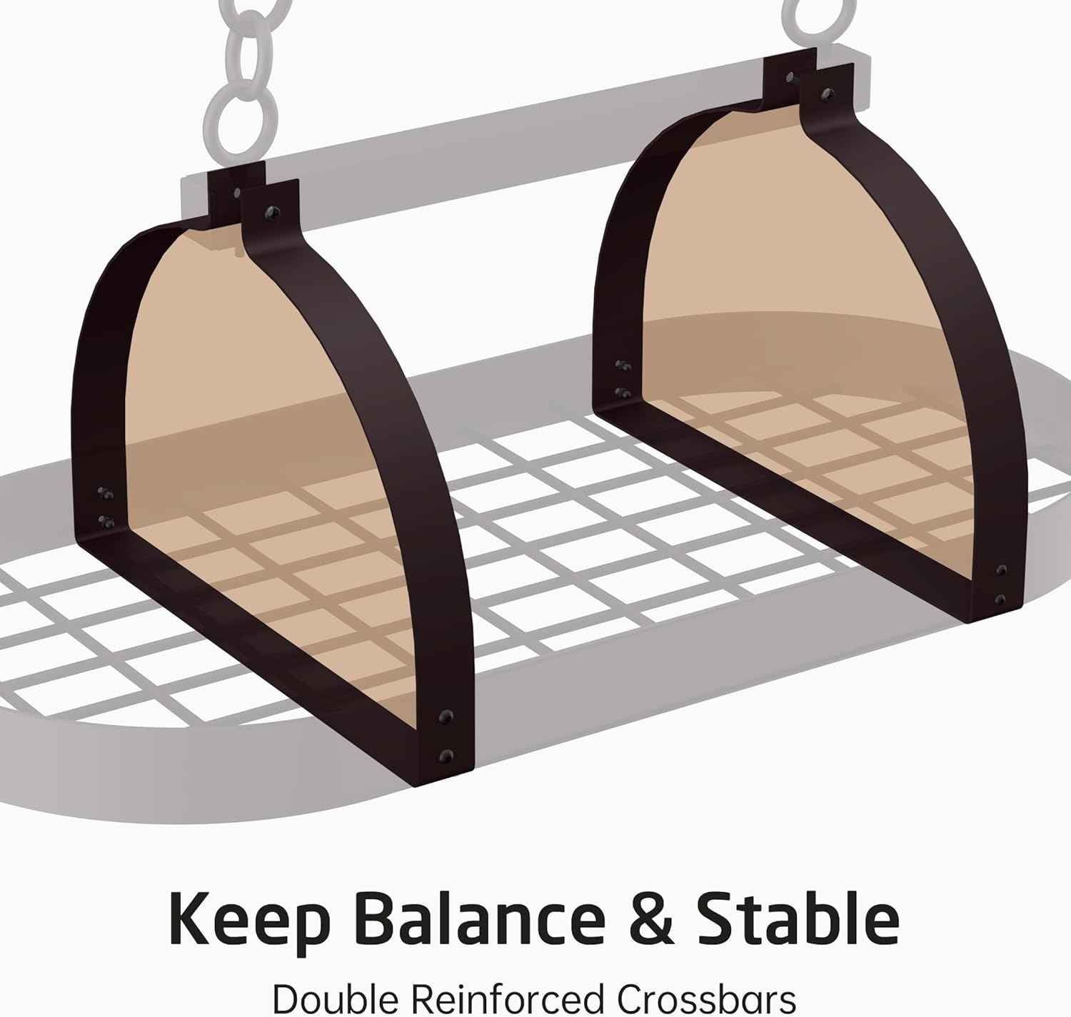 KES 34 Inch Oiled Bronze Hanging Pot Rack, Heavy Duty Oval Pot and Pan Hanging Rack Ceiling Mount, Pot Pan Hangers for Kitchen with 20 Hooks, (For 16" and 24" Joist Mount), KUR221S85-OB
