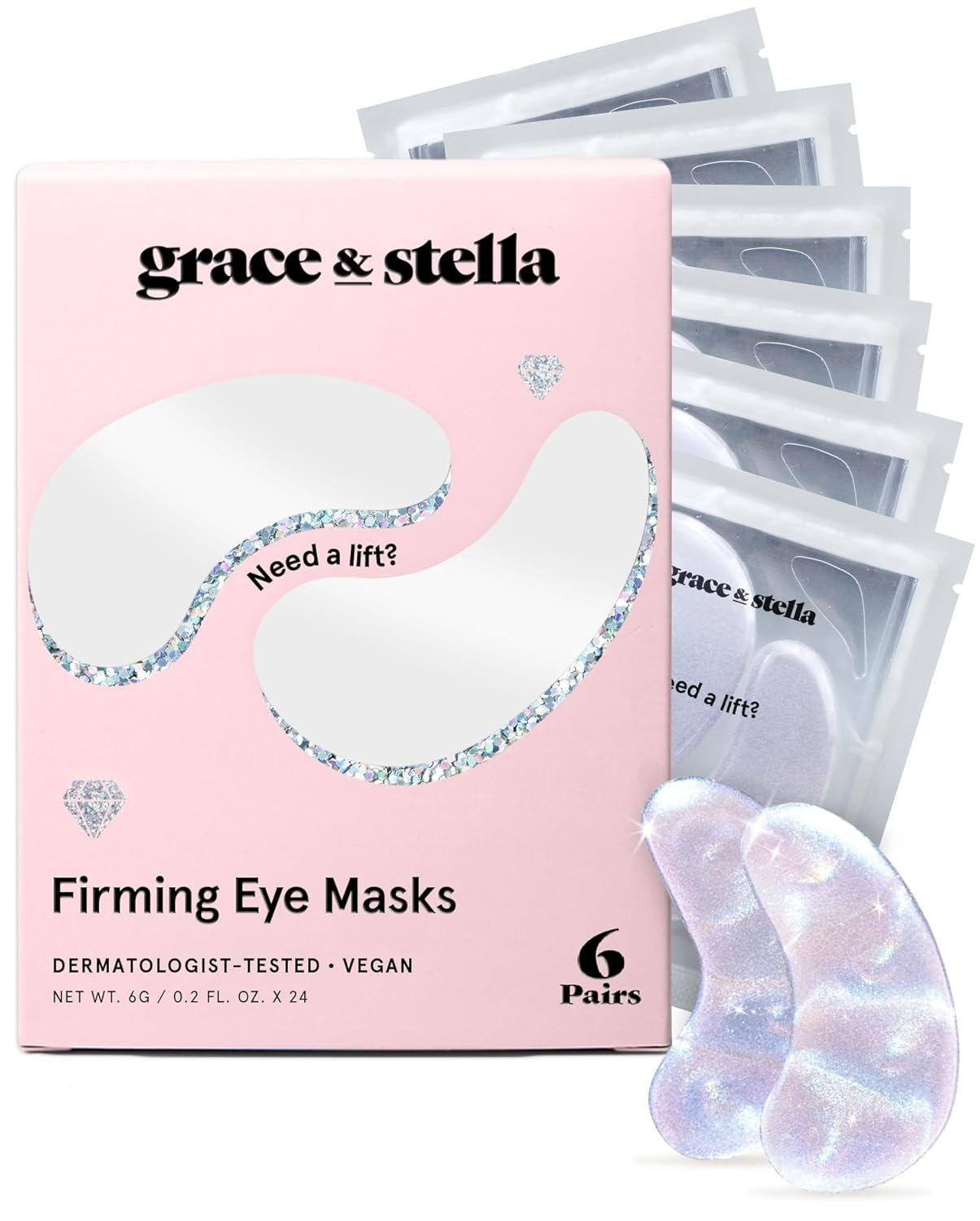 grace & stella Retinol Under Eye Patches for Puffy Eyes & Dark Circles - Restoring Gel Under Eye Masks with Hyaluronic Acid - Purple, 24 Pairs for Women