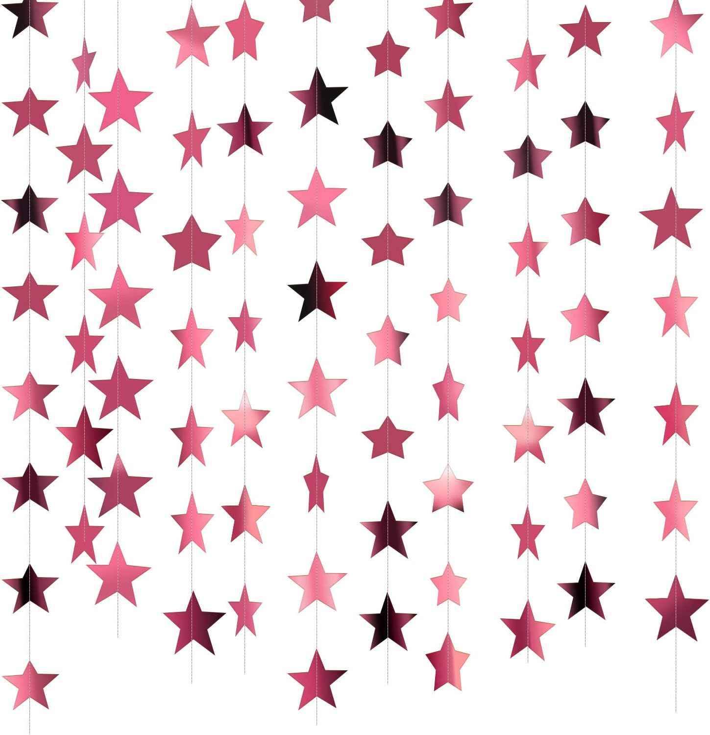 Patelai Glitter Star Garland Banner Christmas Decor 130 Feet Star Hanging Bunting Banner Twinkle Backdrop for Homecoming Classroom Wedding Birthday Halloween Party Supplies(Gold)
