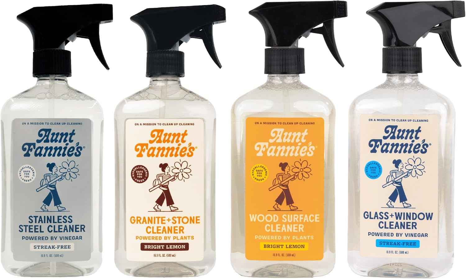 Aunt Fannie's All Purpose Wood Spray Cleaner, No-Wax Formula, Perfect for Wood Tables, Walls, Counters & Shelves, 16.9 Ounces, Lemon Scent (Pack of 1)