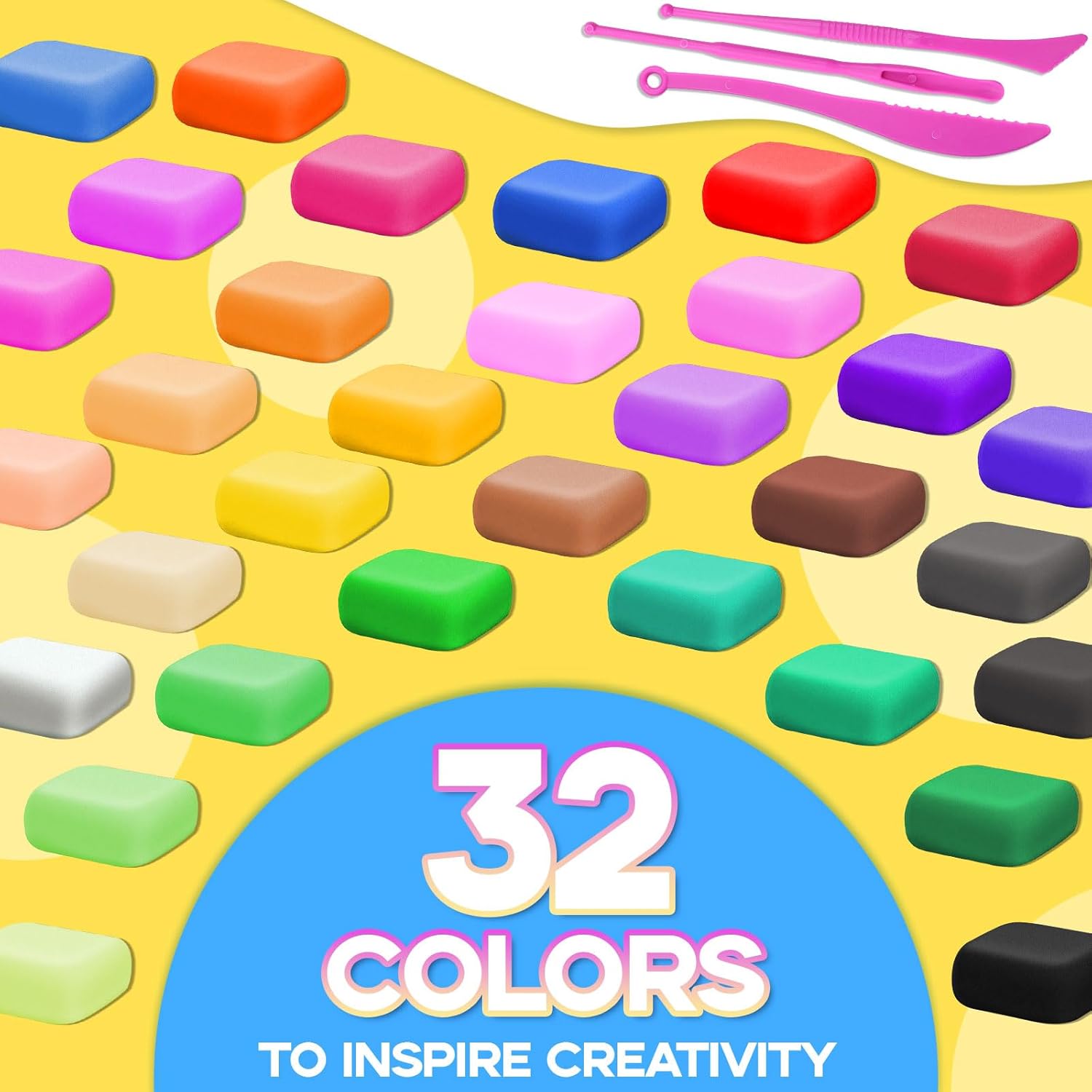 MuseLuxe Air Dry Clay - 32 Colors Modeling Clay Kit with 3 Sculpting Tools,Safe & Non-Toxic,DIY Magic Gifts Toys for Boys,Girls,Kids