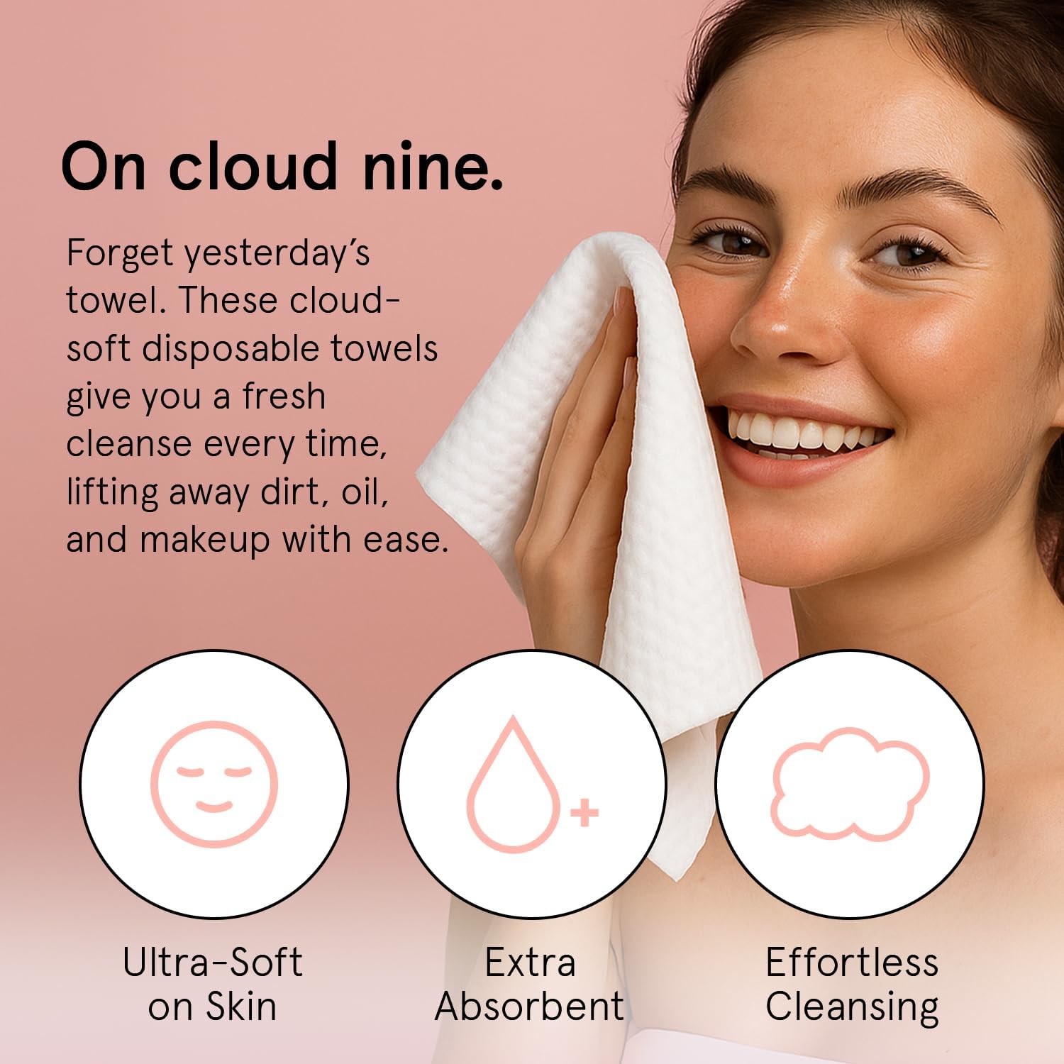 grace & stella XL disposable face towels - ultra-soft & absorbent vegan travel essentials for cleansing & makeup removal