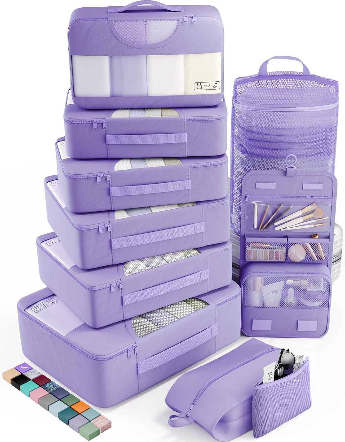 vekens 8-set packing cubes nylon organizer bags for beach vacation cruise ship travel essentials suitcase