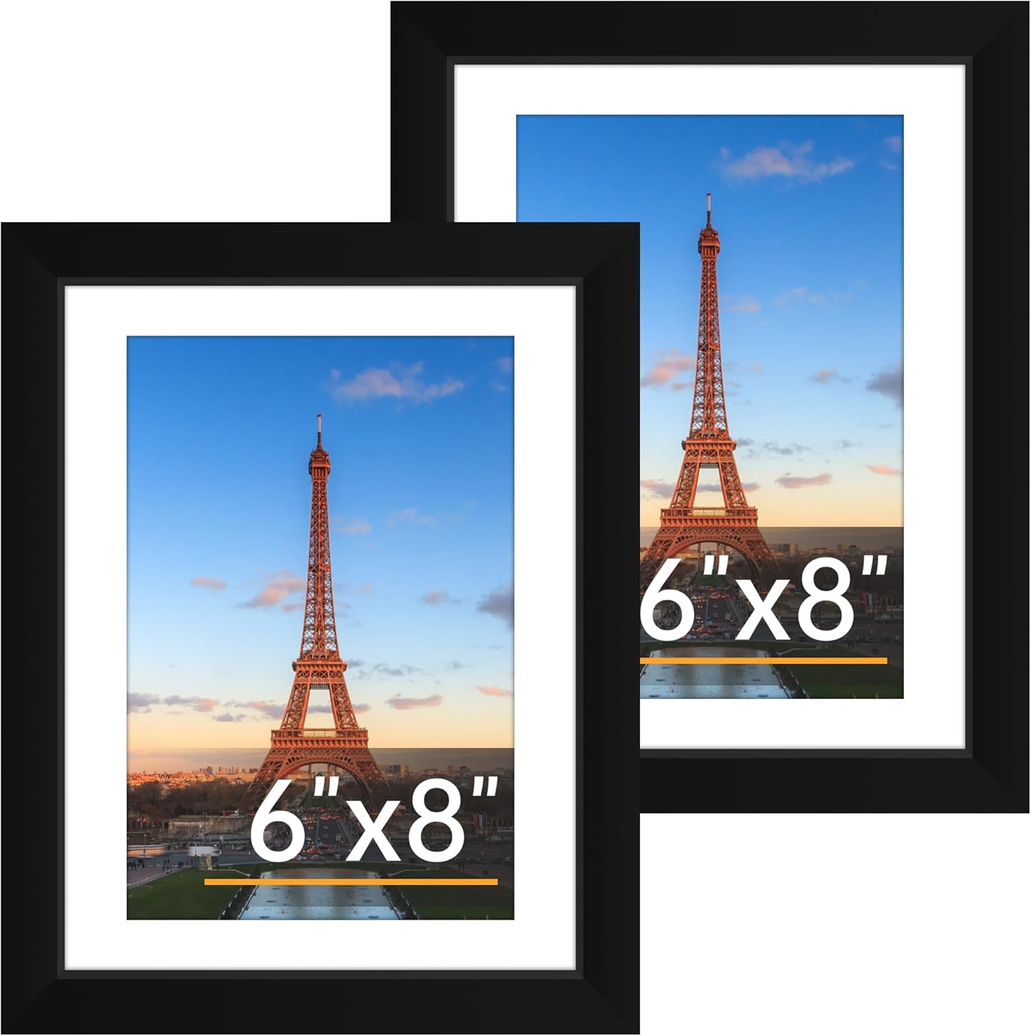 FIXSMITH 8x10 Picture Frame Set of 2, Photo Frame with HD Plexiglass, Display Pictures 5x7 with Mat or 8x10 Without Mat Multi Picture Frames Collage for Tabletop or Wall Display, Black