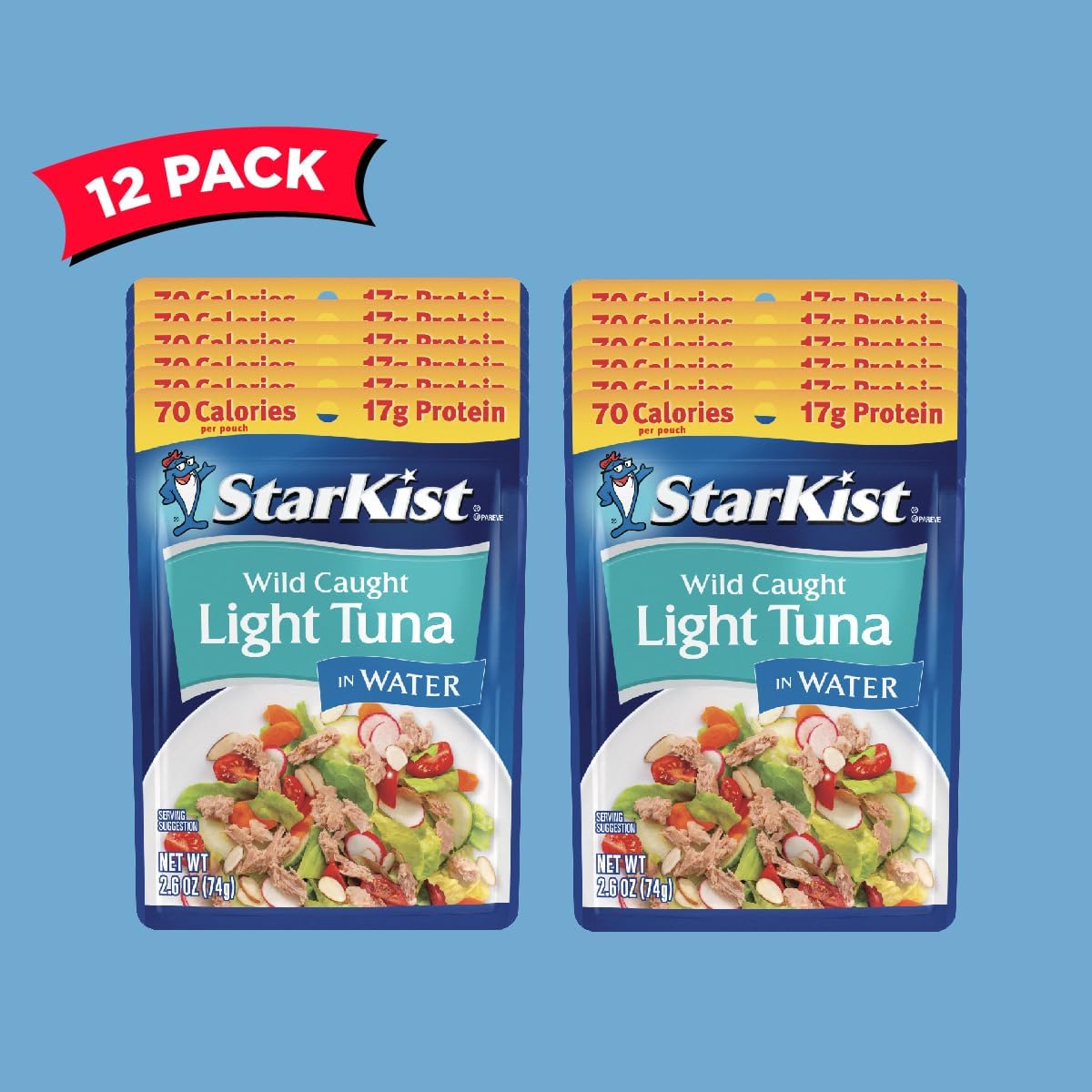 starkist chunk light tuna 2.6 oz pouch 12 pack gluten free soy free kosher