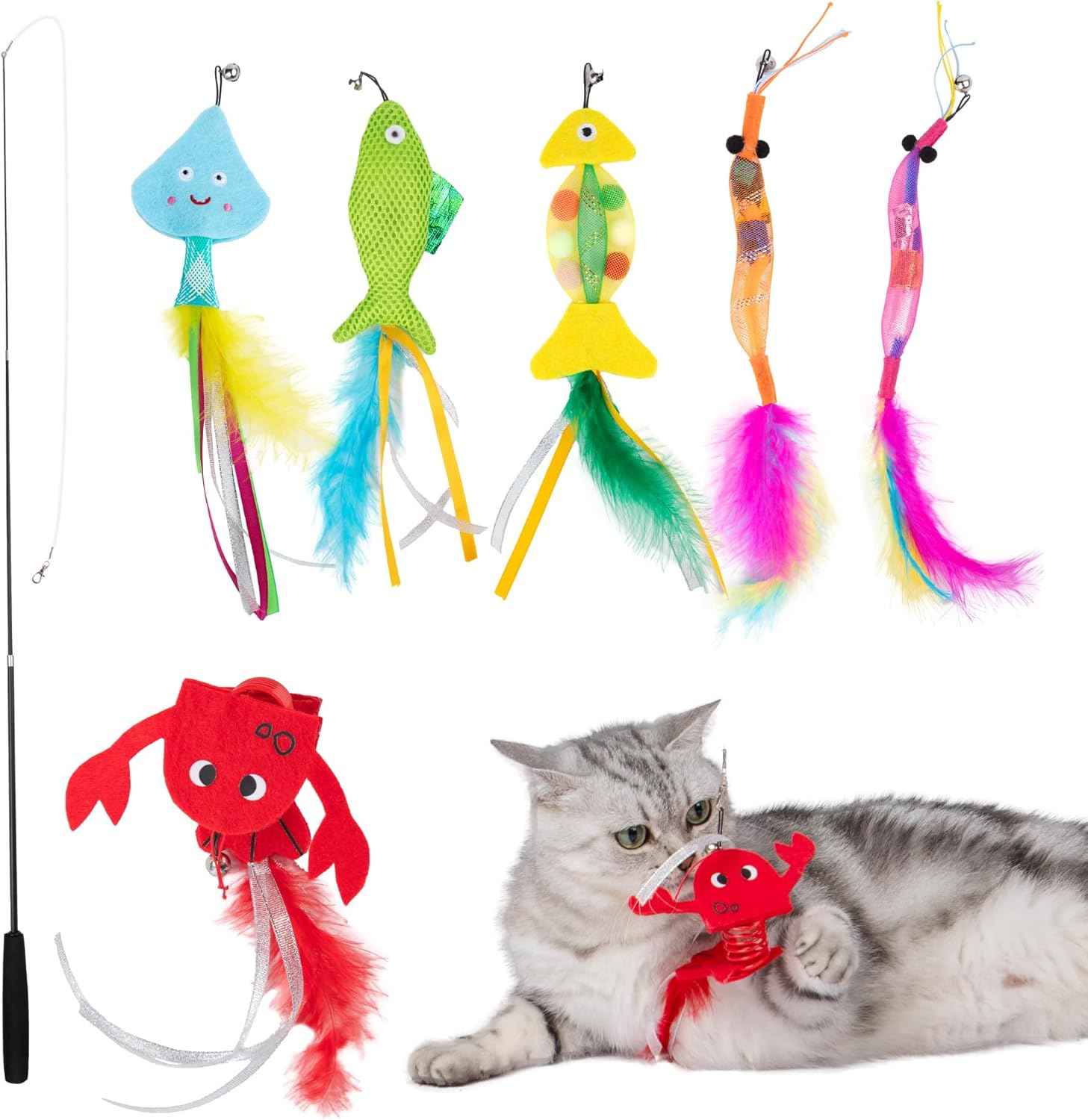 Catify by Best Pet Supplies Interactive Cat Toys – Plush, Motion-Activated & Squeaking Toys with Premium North American Catnip for Indoor Cats & Kittens - Squeaking Mice Set, Beige & Gray