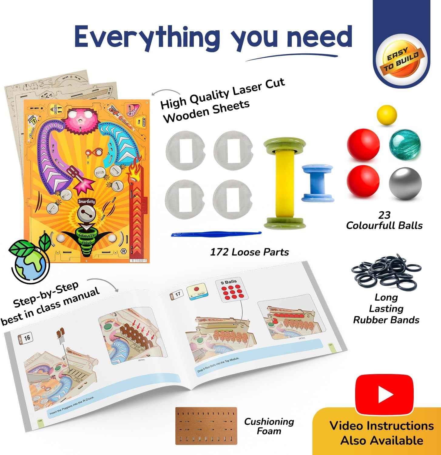 Smartivity DIY Pinball Machine for Kids 8-14 Years Old | Global Award Winning Arcade Game | Build Your Own Pinball I Birthday Gift for Smart Kids | STEM Toy for Boys & Girls