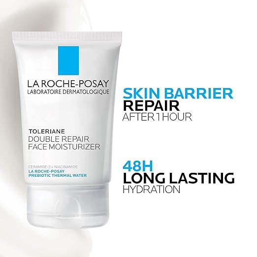 La Roche-Posay Toleriane Double Repair Face Moisturizer for all skin types with ceramide and niacinamide, fragrance-free, oil-free
