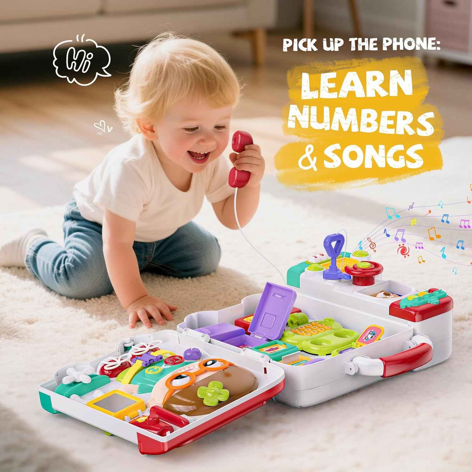54-in-1 English & Spanish Busy Board Montessori Toys Gift for 1 2 Year Old Boys, Educational Montessori Toddler Boys Toys, Christmas Toys Gifts Toy for 1 Year Old Boy,1 2 Year Old Boy Toys Gifts