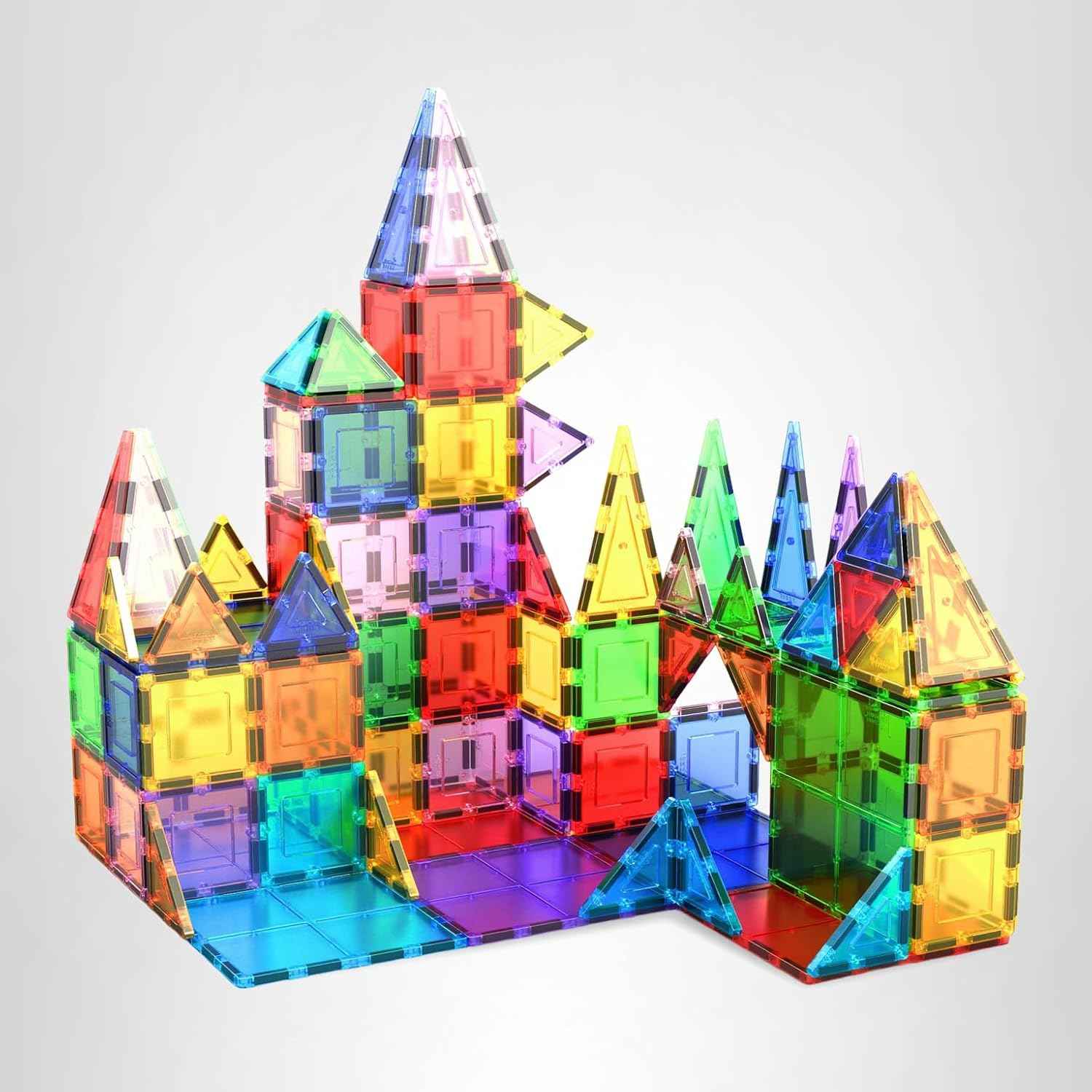 PicassoTiles 100 Piece Set 100pcs Magnet Building Tiles Clear Magnetic 3D Blocks Construction Playboards, Creativity Beyond Imagination, Inspirational, Recreational, Educational Conventional