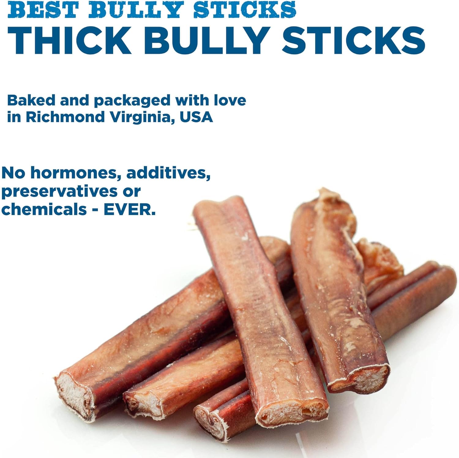 Best Bully Sticks Thick 6 Inch Natural Beef Bully Sticks for Large Breeds Dogs - Single Ingredient - 5 Count