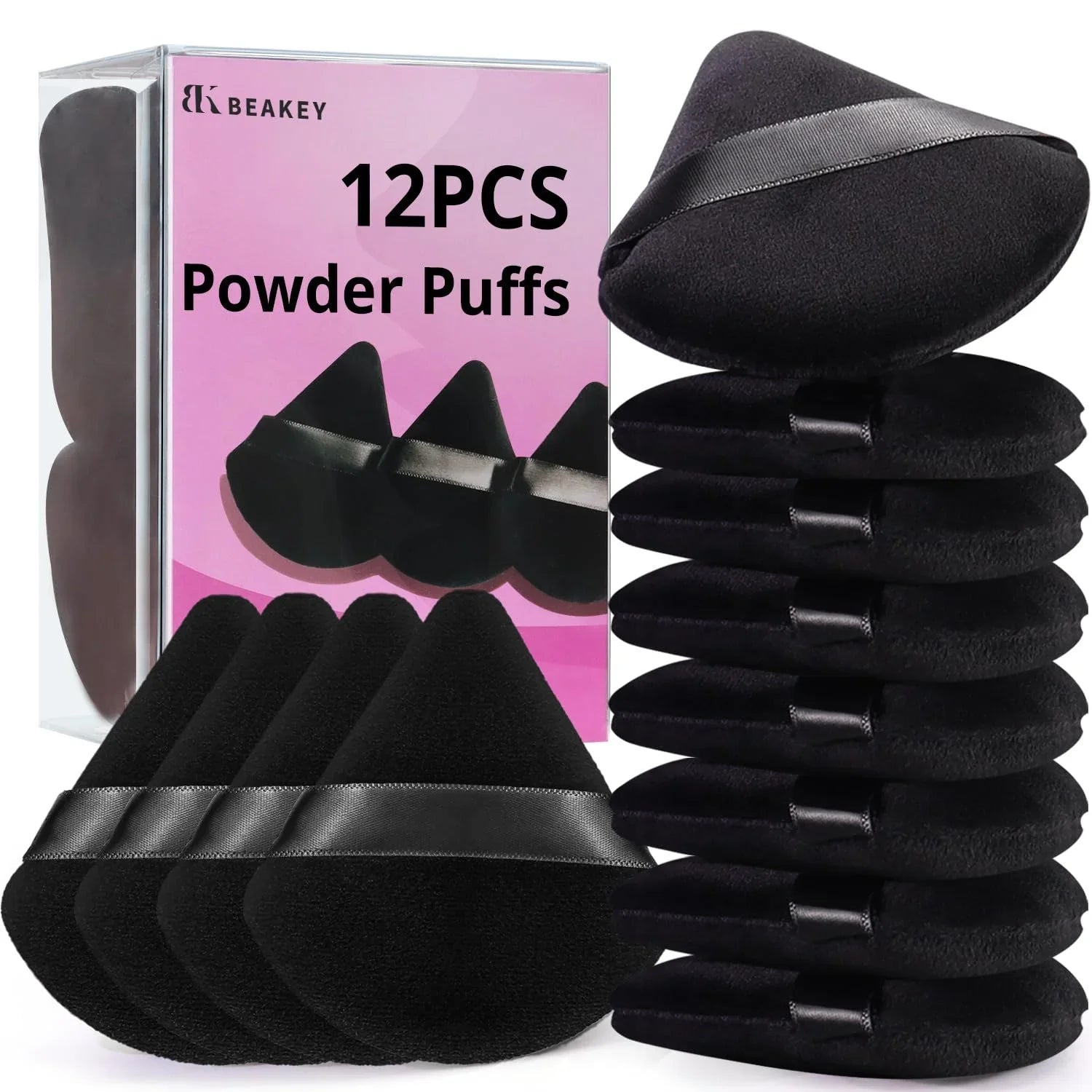 beakey 12pcs triangle powder puffs loose powder foundation makeup set ultra-soft breathable