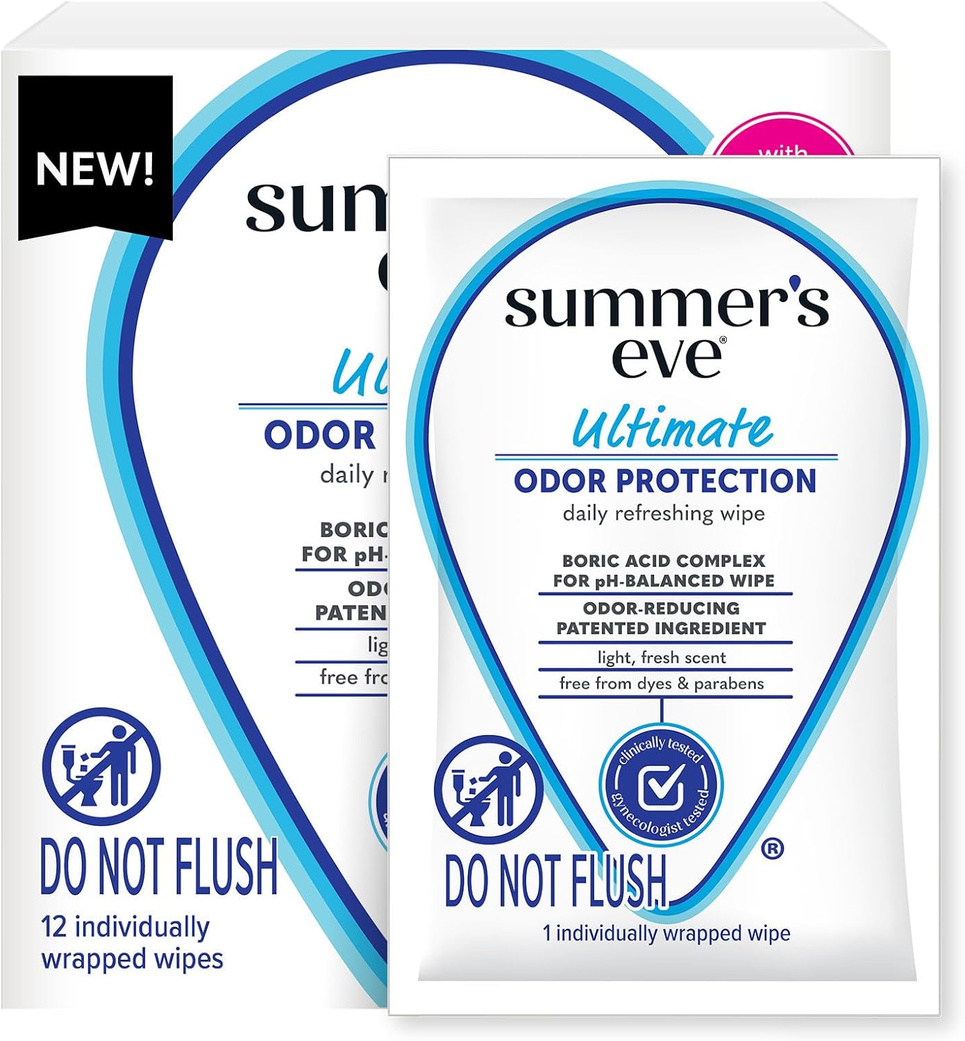 Summer's Eve 12-count Ultimate Odor Protection Daily Feminine Wipes with pH-balanced boric acid formula