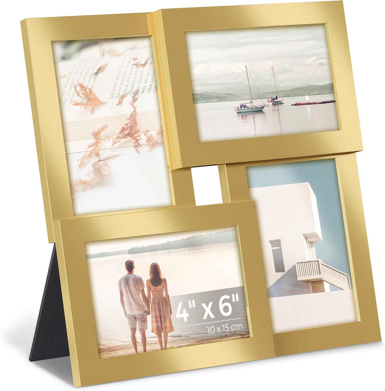 SONGMICS 4x6 Collage Picture Frames, Family Photo Collage Frame Set of 4 for Wall Decor, Glass Front, Wall Hanging or Tabletop, Christmas Gift, Ink Black URPF25BK