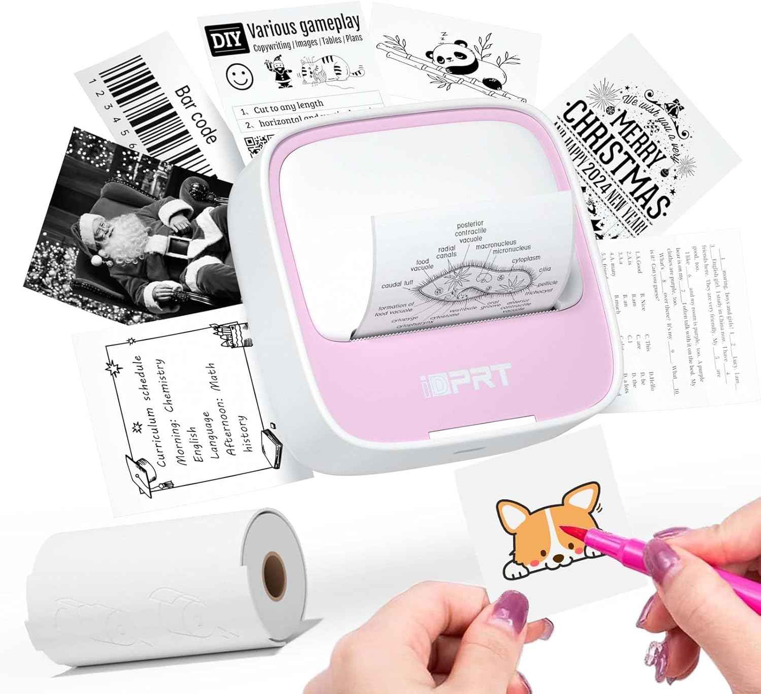 iDPRT Portable Sticker Maker Machine with 1 Roll Sticker Paper, Mini Printer Efficiently and Quickly, Thermal Printer for Study Notes, Pictures, DIY, Label, Free App with Multiple Templates, Grey