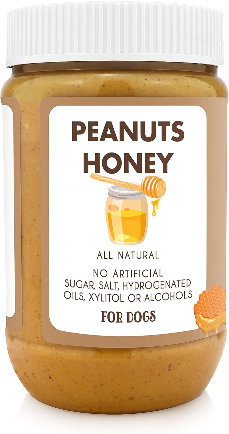 Ruff Ruff Raw natural dog peanut butter, 17 oz jar, Made in USA, healthy dog treats for puppies and adult dogs