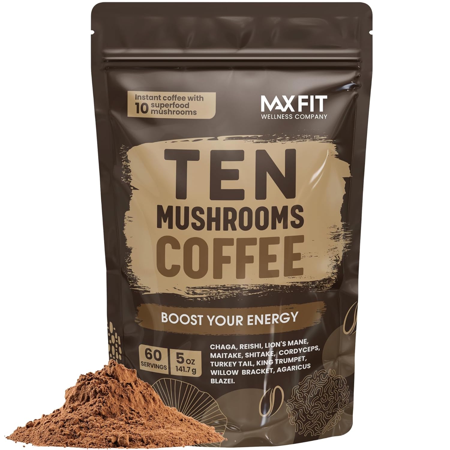 lion's mane gourmet arabica 10 mushroom coffee 60 servings