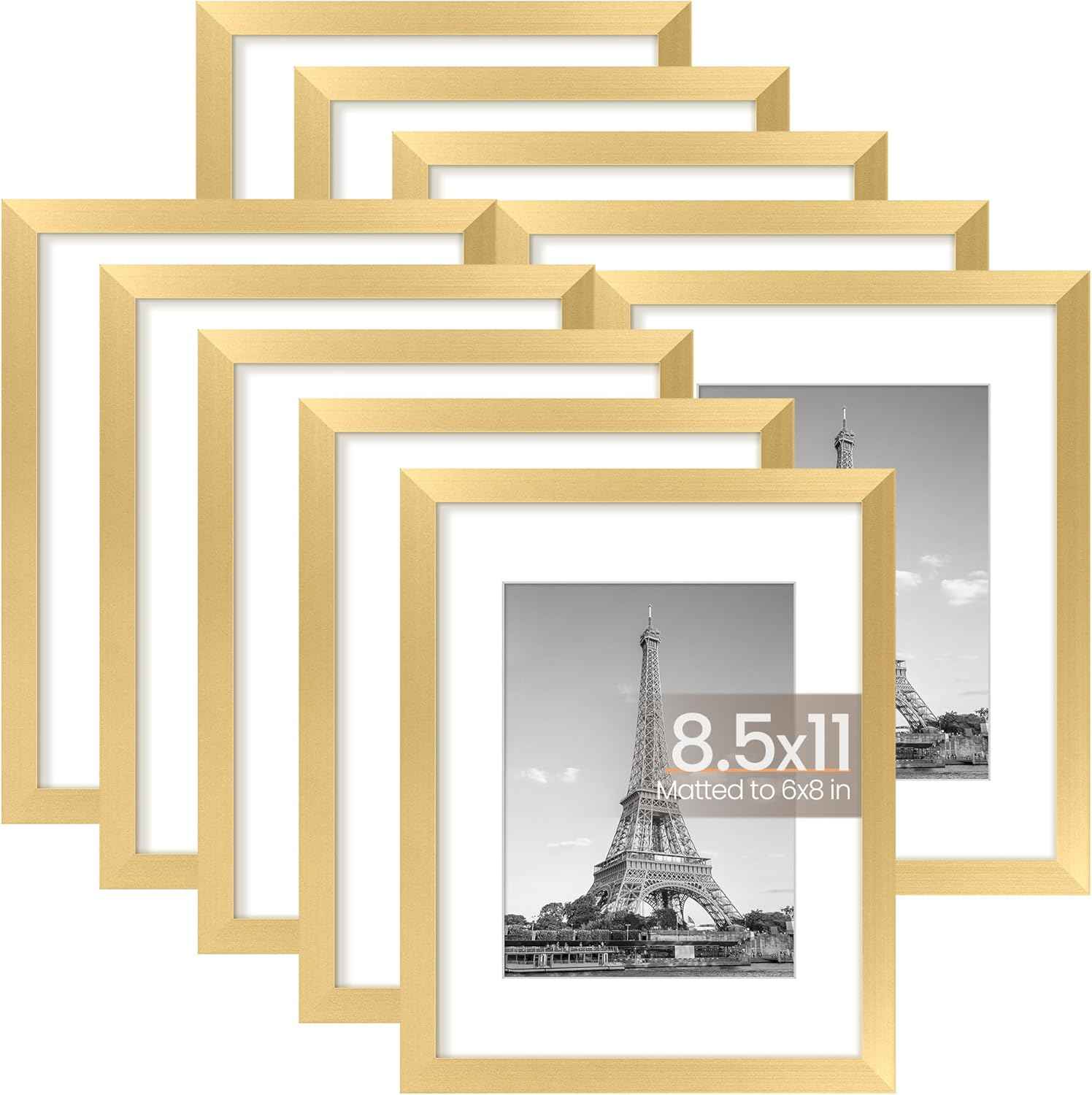 upsimples 5x7 Picture Frame Set of 10, Display Pictures 4x6 with Mat or 5x7 Without, Multi Photo Frames Collage for Wall or Tabletop Display, Black