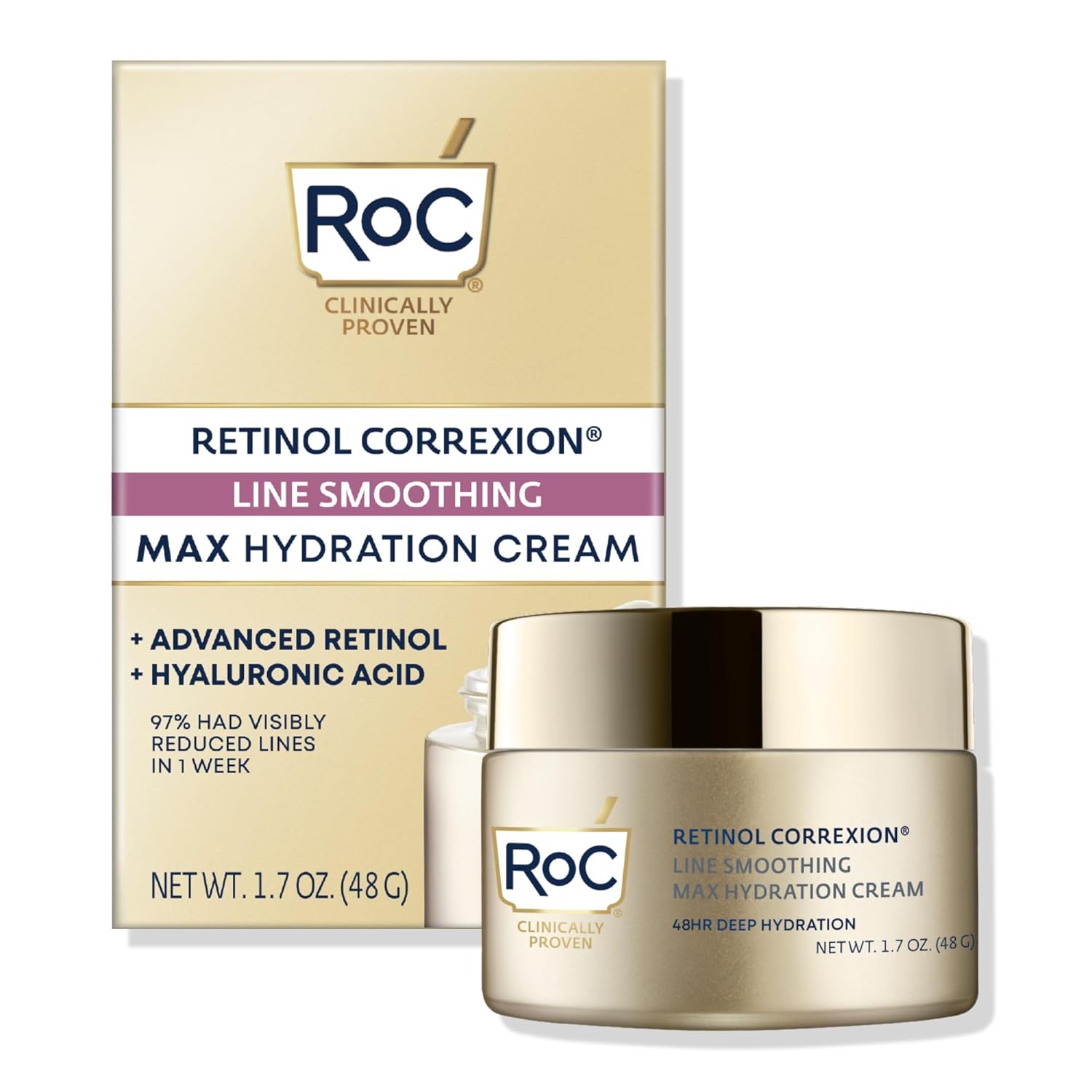 roc retinol corroexion max daily hydration anti-aging face moisturizer 1.7 ounces