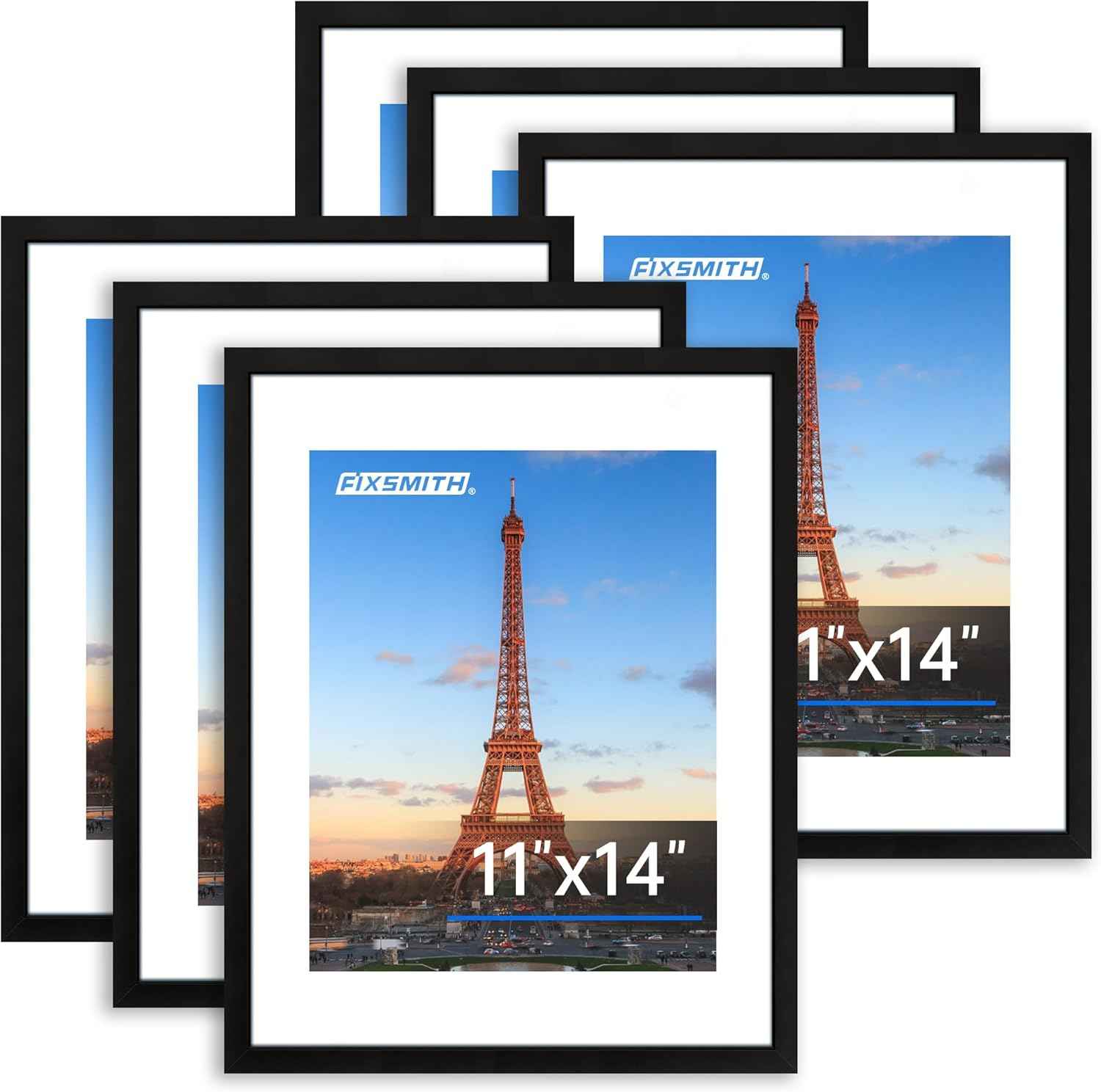 FIXSMITH 8x10 Picture Frame Set of 2, Photo Frame with HD Plexiglass, Display Pictures 5x7 with Mat or 8x10 Without Mat Multi Picture Frames Collage for Tabletop or Wall Display, Black