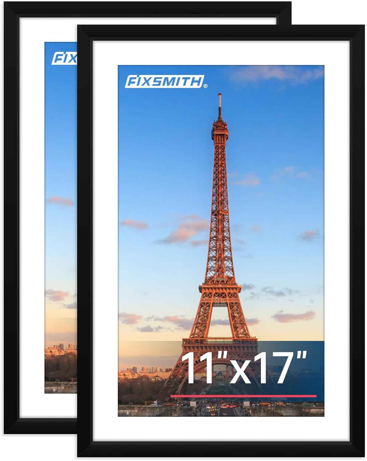 FIXSMITH 8x10 Picture Frame Set of 2, Photo Frame with HD Plexiglass, Display Pictures 5x7 with Mat or 8x10 Without Mat Multi Picture Frames Collage for Tabletop or Wall Display, Black