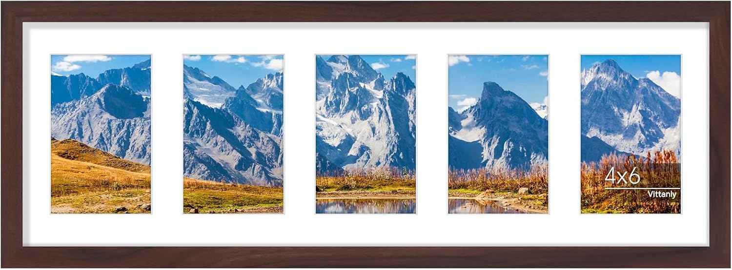 Vittanly 11x14 Collage Picture Frame, Displays 5Pcs 4x6 Pictures with Mat or 1Pcs 11x14 without Mat for Wall Mounting, Picture Frames Collage Wall Decor in Black, 1 Pack