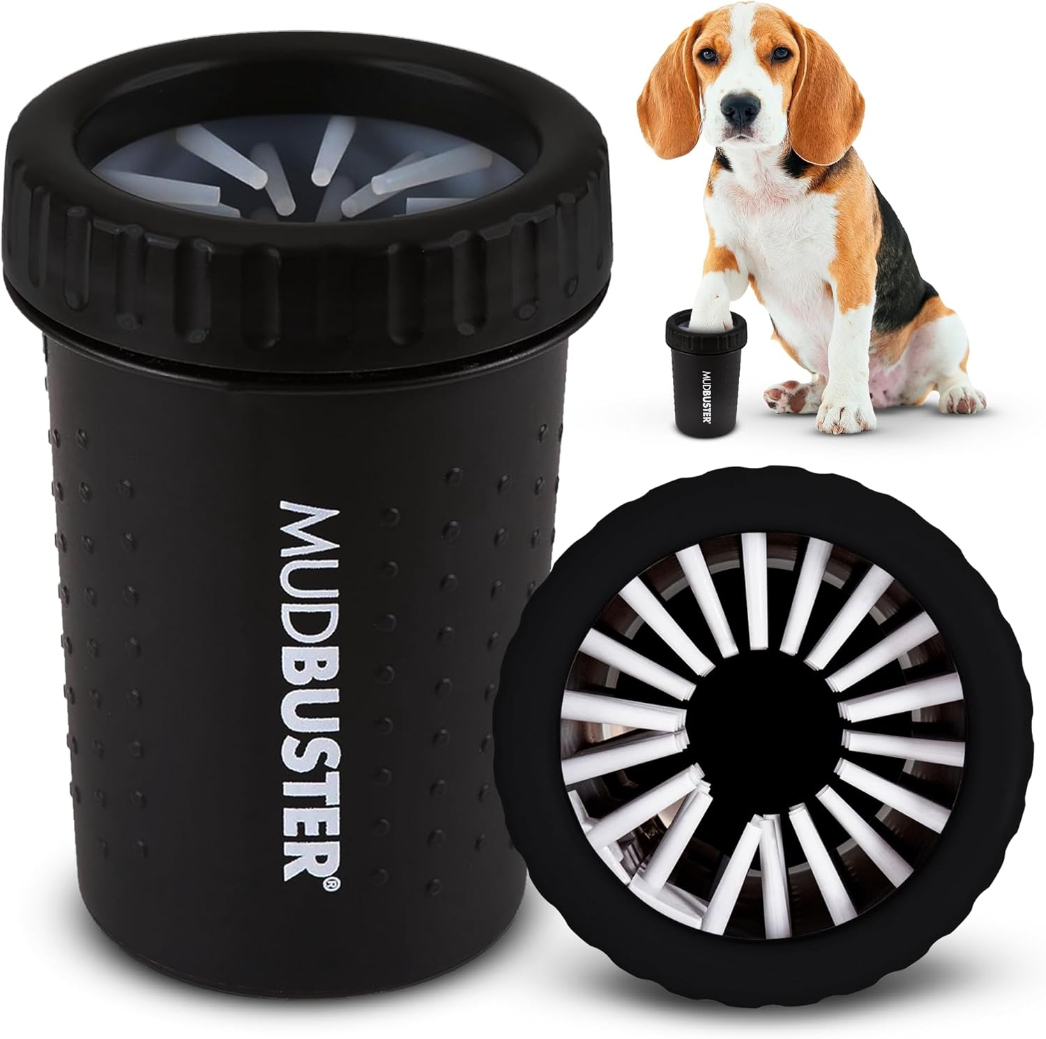 Dexas MudBuster Portable Dog Paw Washer in Large, Matte Black, Special Edition for Easy Cleaning