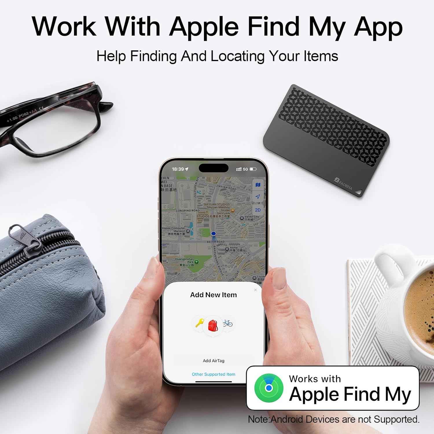 2026 [Apple MFi Certified] (iOS Only) Bluetooth Air Tracker Tag Smart Card for Apple Find My iPhone Wallet GPS Tracker, 5-10 Years Staying Power, Keys Finder and Item Locator for Keys, Bags, Passport