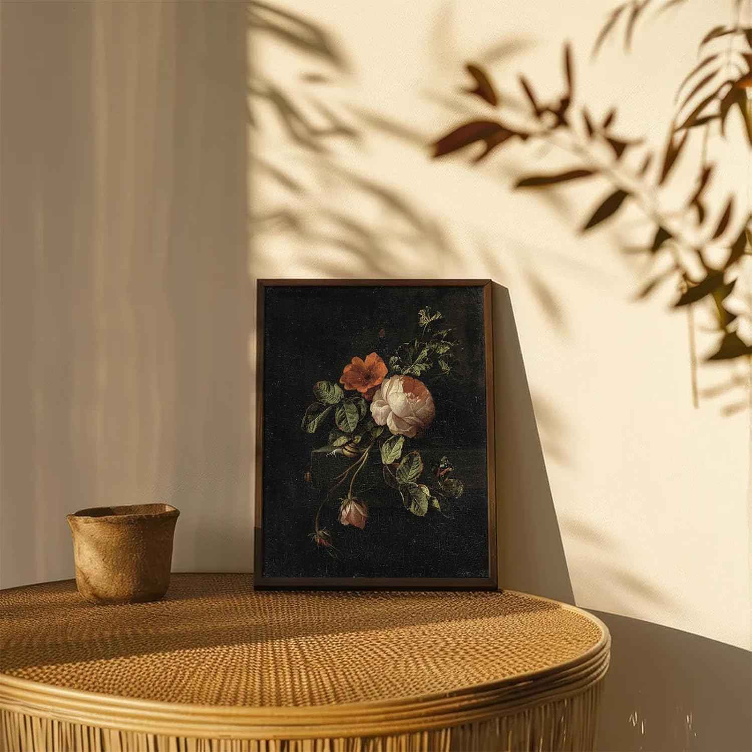 RETRART Vintage Wall Art, Vintage Floral Wall Art Prints - Moody Dark Academia Decor for Rustic Aesthetic - 8" x 10" Unframed Canvas Prints for Bedroom Living Room Bathroom Wall Decor