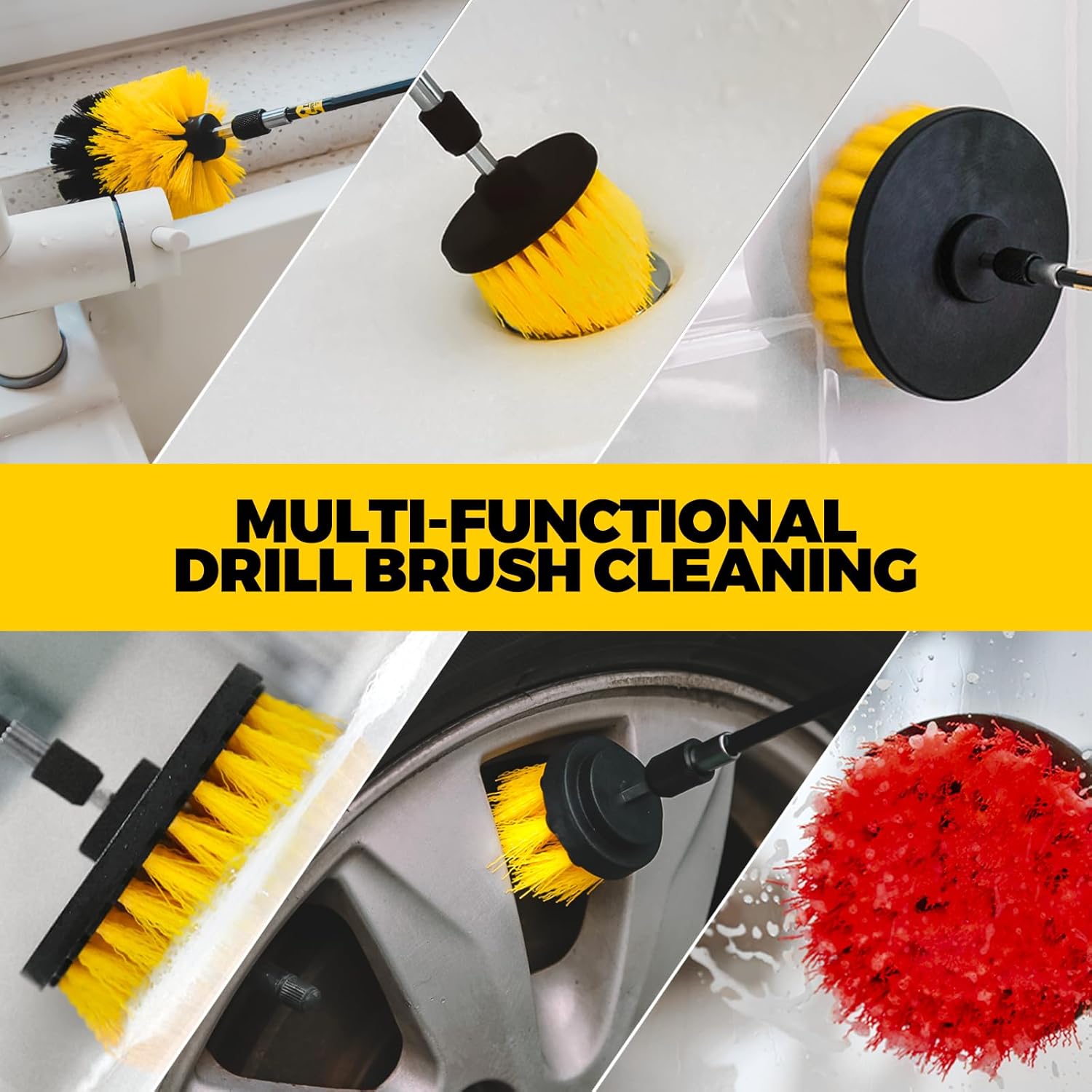 Holikme 22-piece drill cleaning attachment set, car polishing pad kit, wax applicator pad, and cleaning supplies