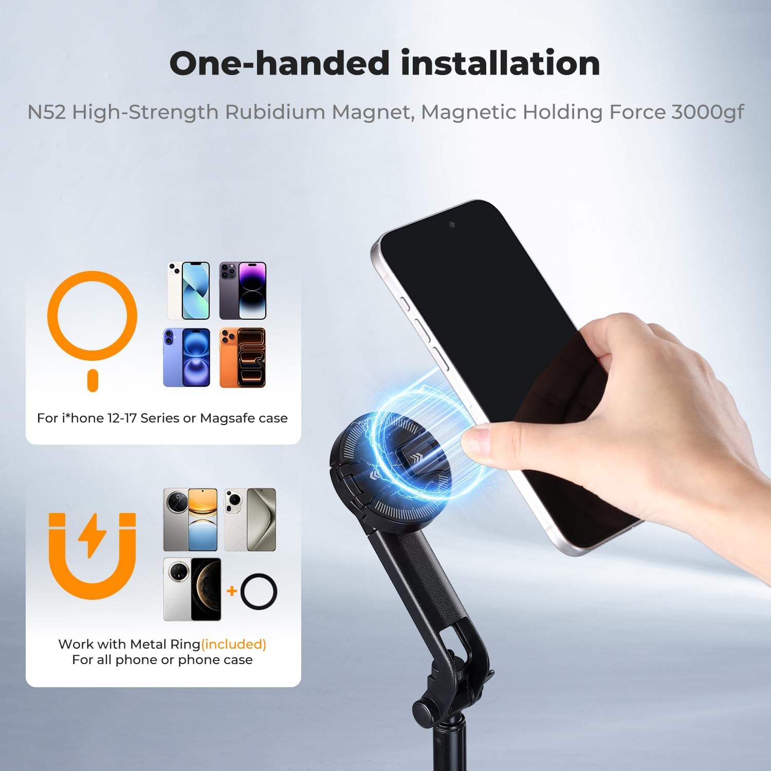 K&F CONCEPT Popod 72" Phone Tripod, 3-in-1 Clip & Magnetic Selfie Stick with Remote, Automatic Phone Tripod Stand, Compatible with iPhone 17-12 Series Osmo Pocket 4/3 Insta360 X5 Android Phones
