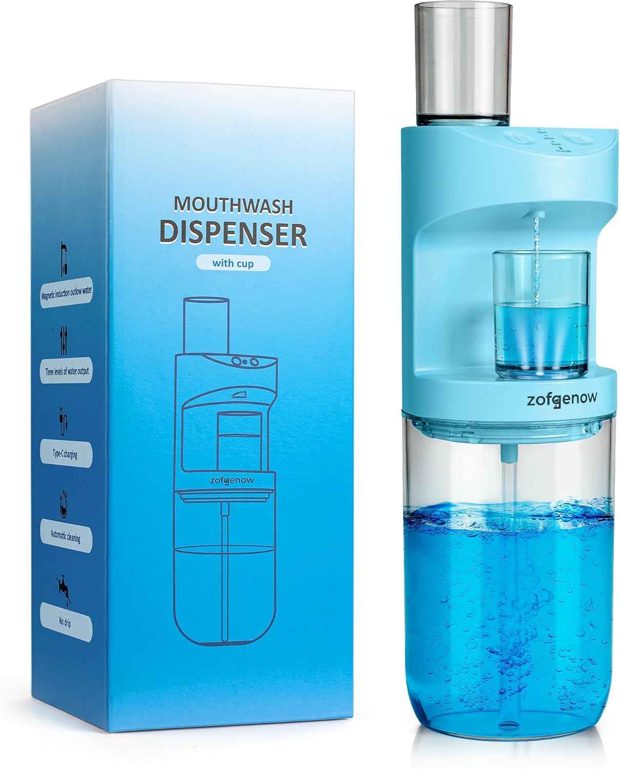 ZOFGENOW Automatic Mouthwash Dispenser for Bathroom,Bathroom Accessories 19.4 Fl Oz Dispensers with Magnetic Cups,Wall Mounted Dispenser,Suitable for All Age Groups,White