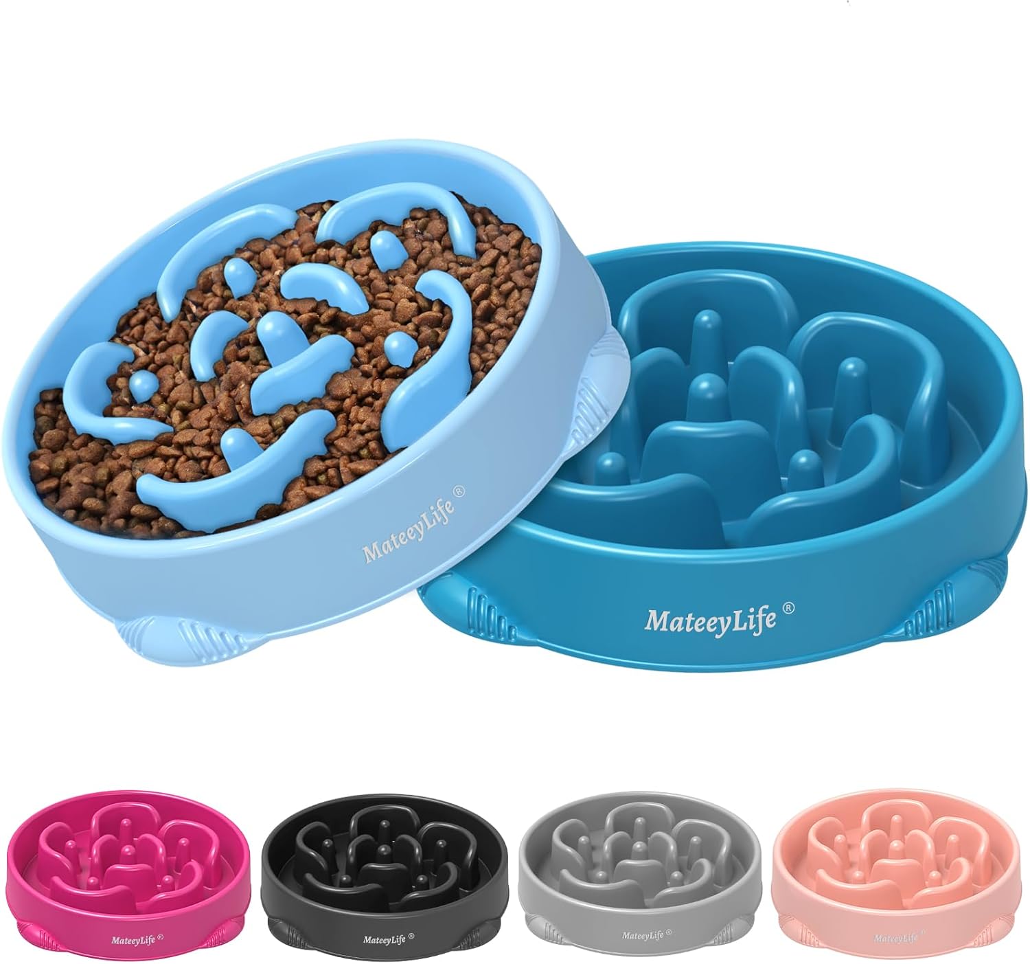 MateeyLife slow feeder dog bowls, 2PCS, anti-choking puzzle dog food bowls, anti-slip interactive feeding slow down eating for medium breeds