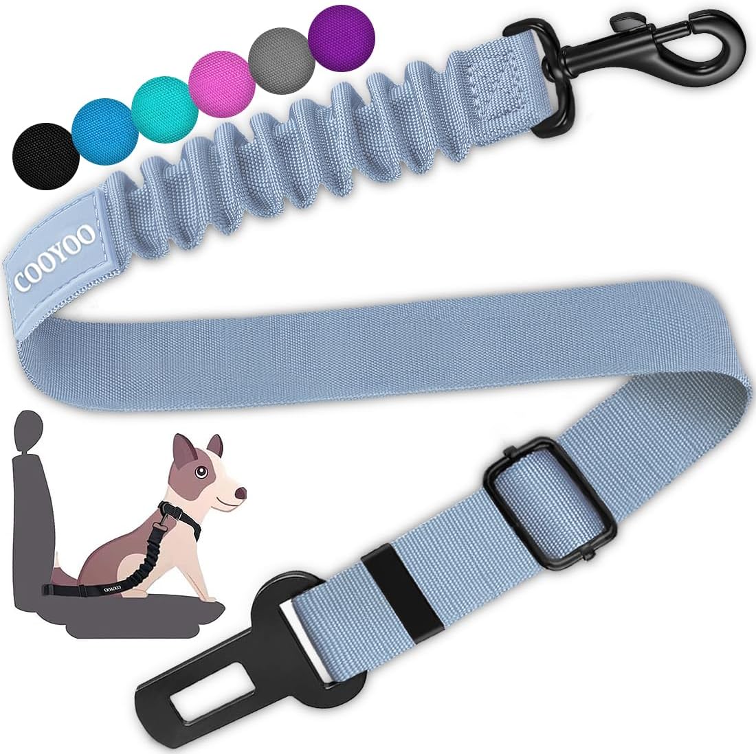 cooyoo dog seat belt 3 piece set adjustable nylon pet safety harness heavy duty elastic