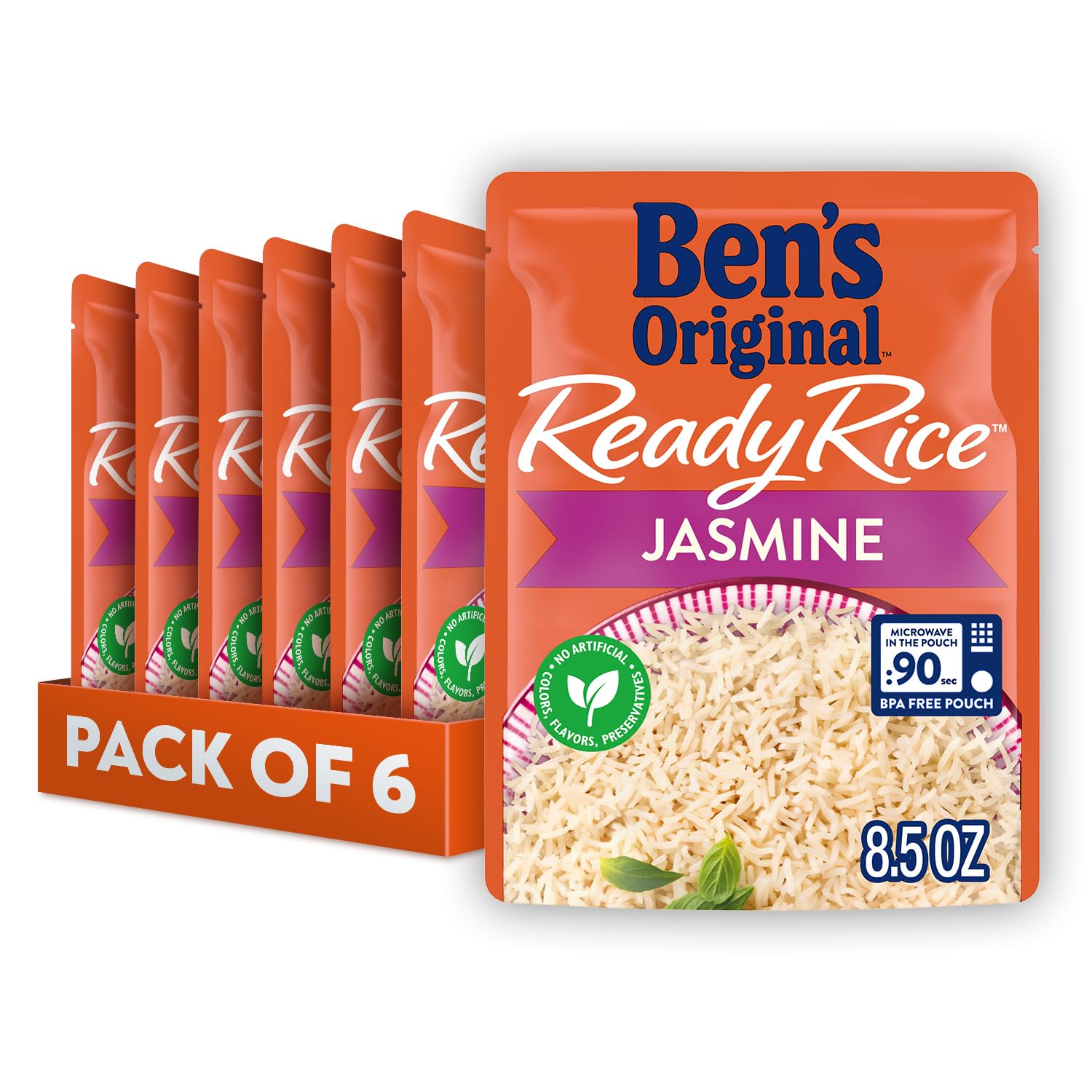 bens original jasmine rice 8.5 oz pouches pack of 6 easy dinner side