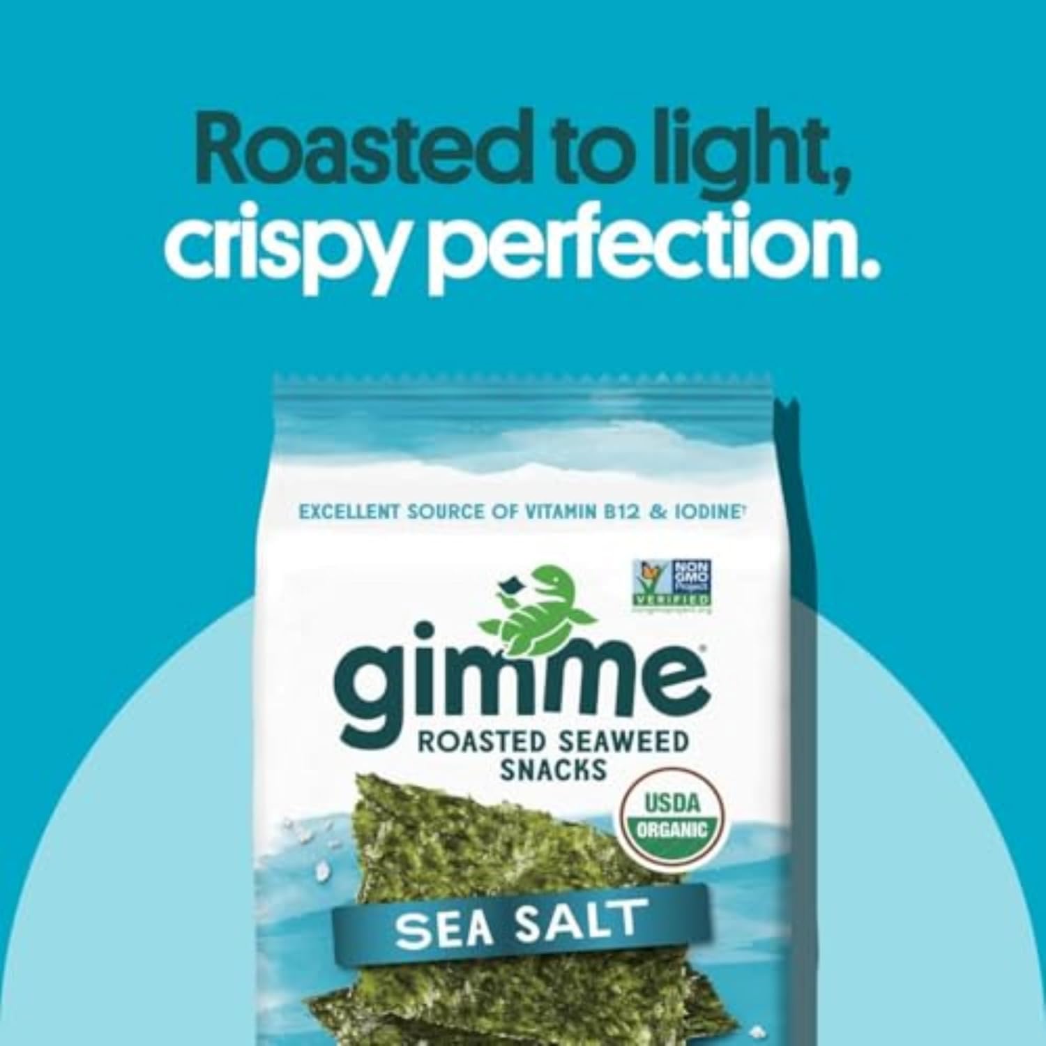 Gimme Seaweed Organic Roasted Seaweed Snacks Sea Salt 6 Count Keto Vegan Gluten-Free Healthy Snack