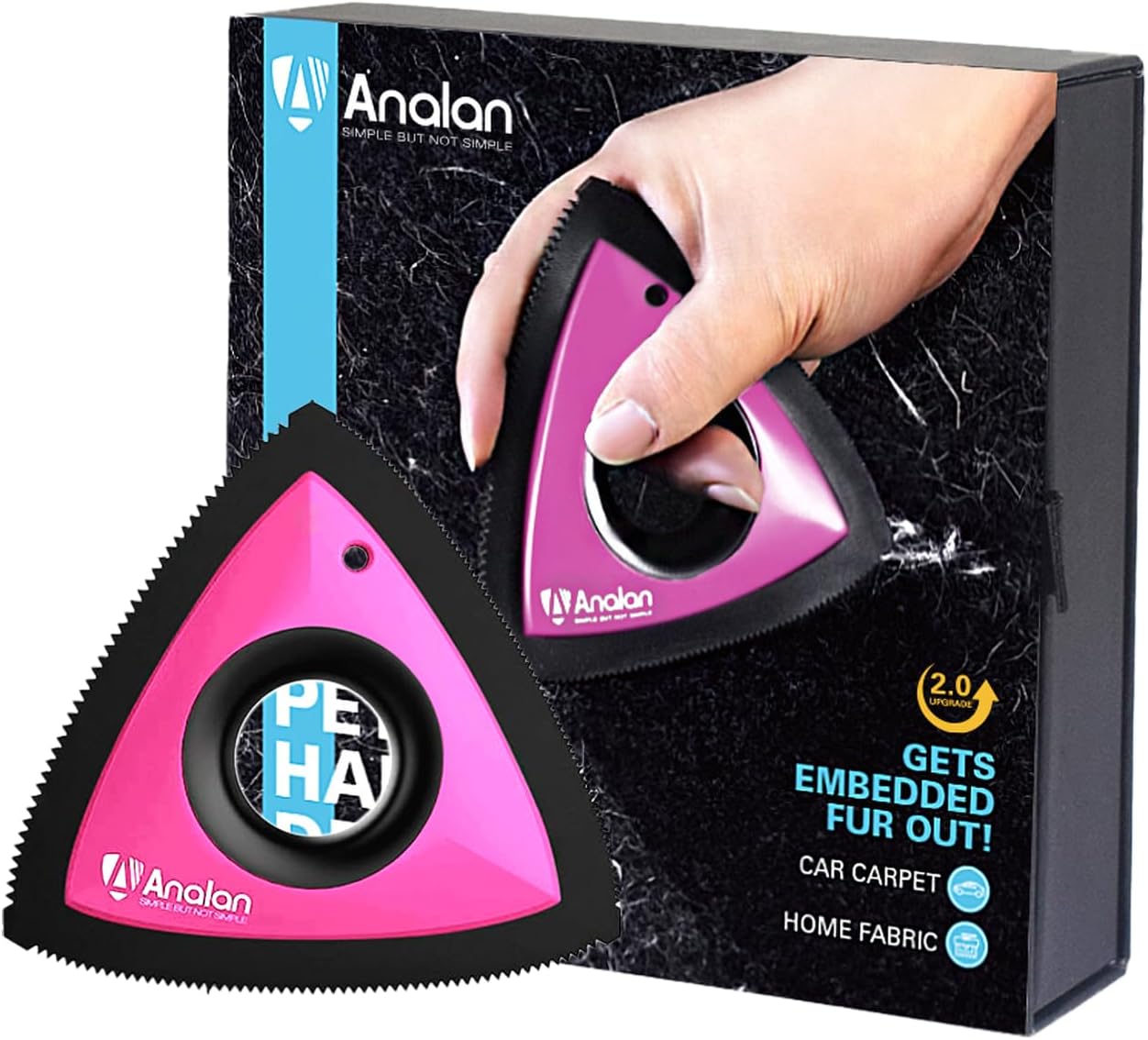 Analanan Mini Pet Hair Remover for Car Detailing Supplies, Carpet Dog Hair Remover, Jet Black