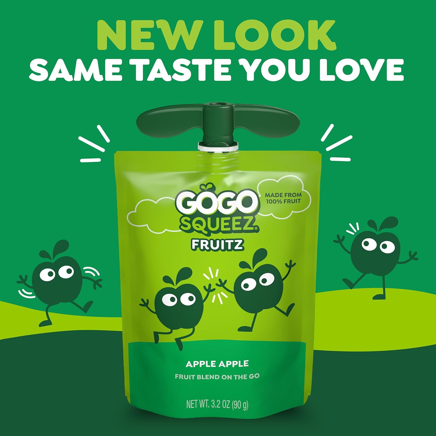 gogo squeeZ fruit on the go, apple apple, 3.2 oz, unsweetened, gluten free, nut free, recloseable, bpa free, pack of 20
